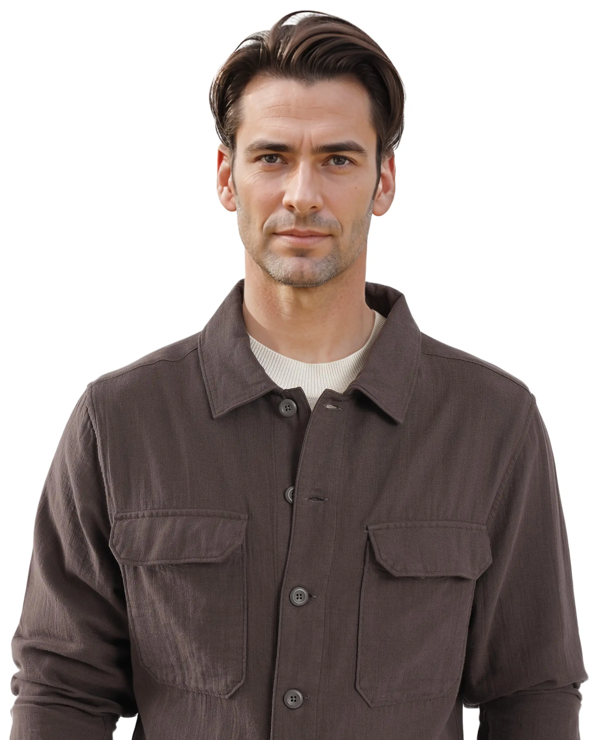 Rare Rabbit Men's Prest Dusky Brown Cotton Plain Regular Fit Full Sleeve Collared Shirt - Image 7