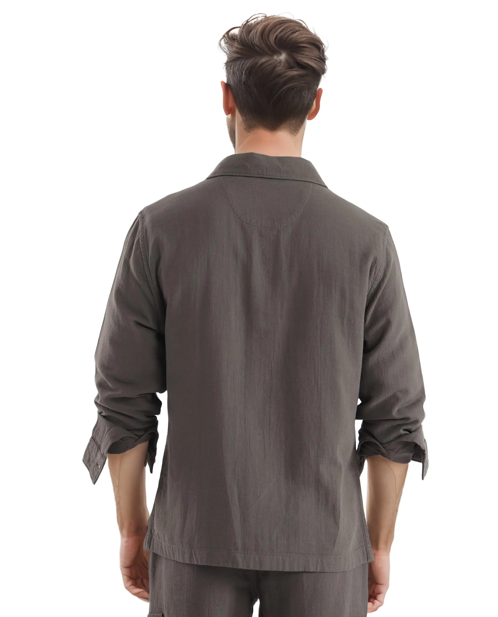 Rare Rabbit Men's Prest Dusky Green Cotton Plain Regular Fit Full Sleeve Collared Shirt - Image 6