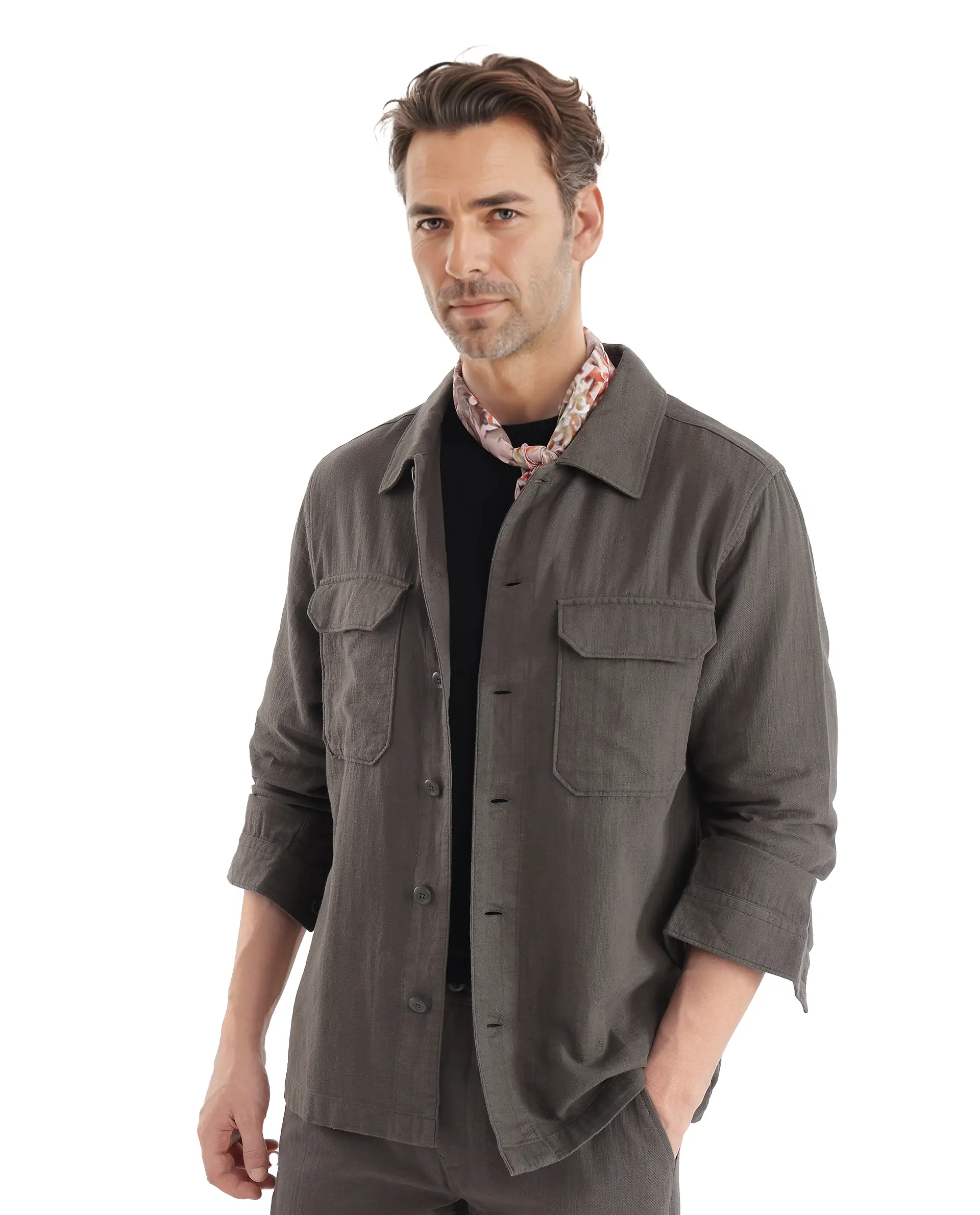 Rare Rabbit Men's Prest Dusky Green Cotton Plain Regular Fit Full Sleeve Collared Shirt - Image 7