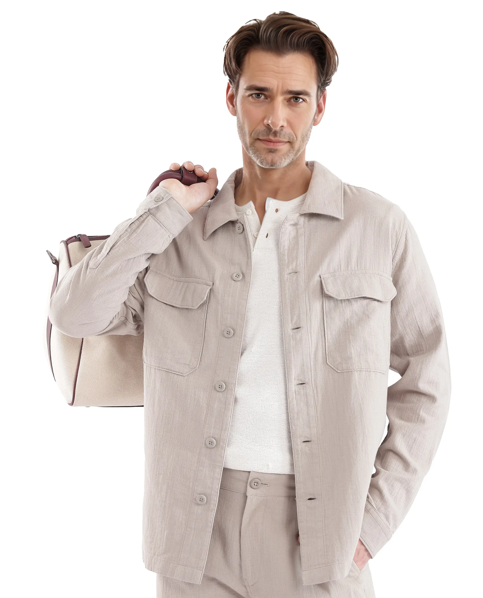 Rare Rabbit Men's Prest Light Beige Cotton Plain Regular Fit Full Sleeve Collared Shirt - Image 5