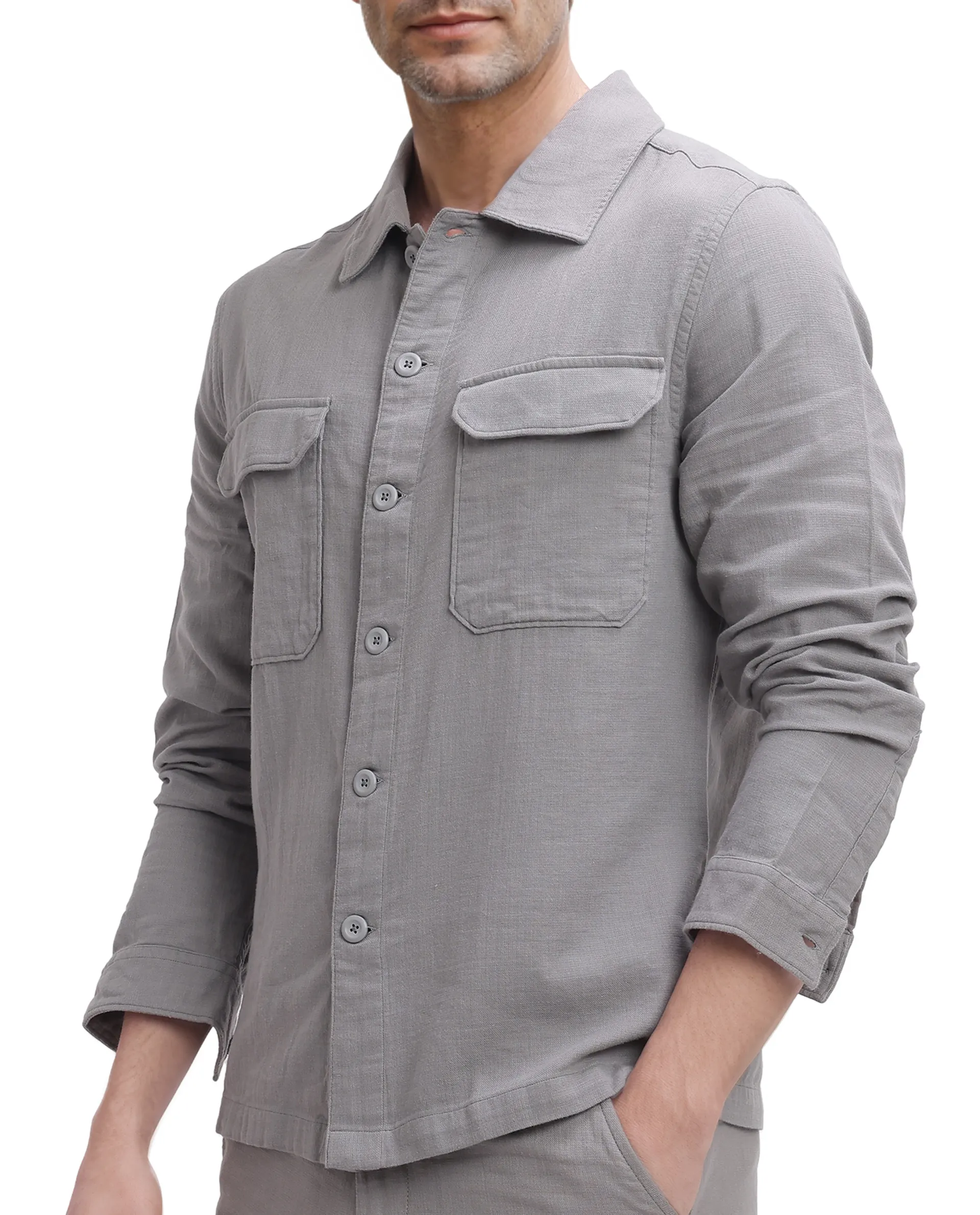 Rare Rabbit Men's Prest Dusky Brown Cotton Plain Regular Fit Full Sleeve Collared Shirt - Image 3