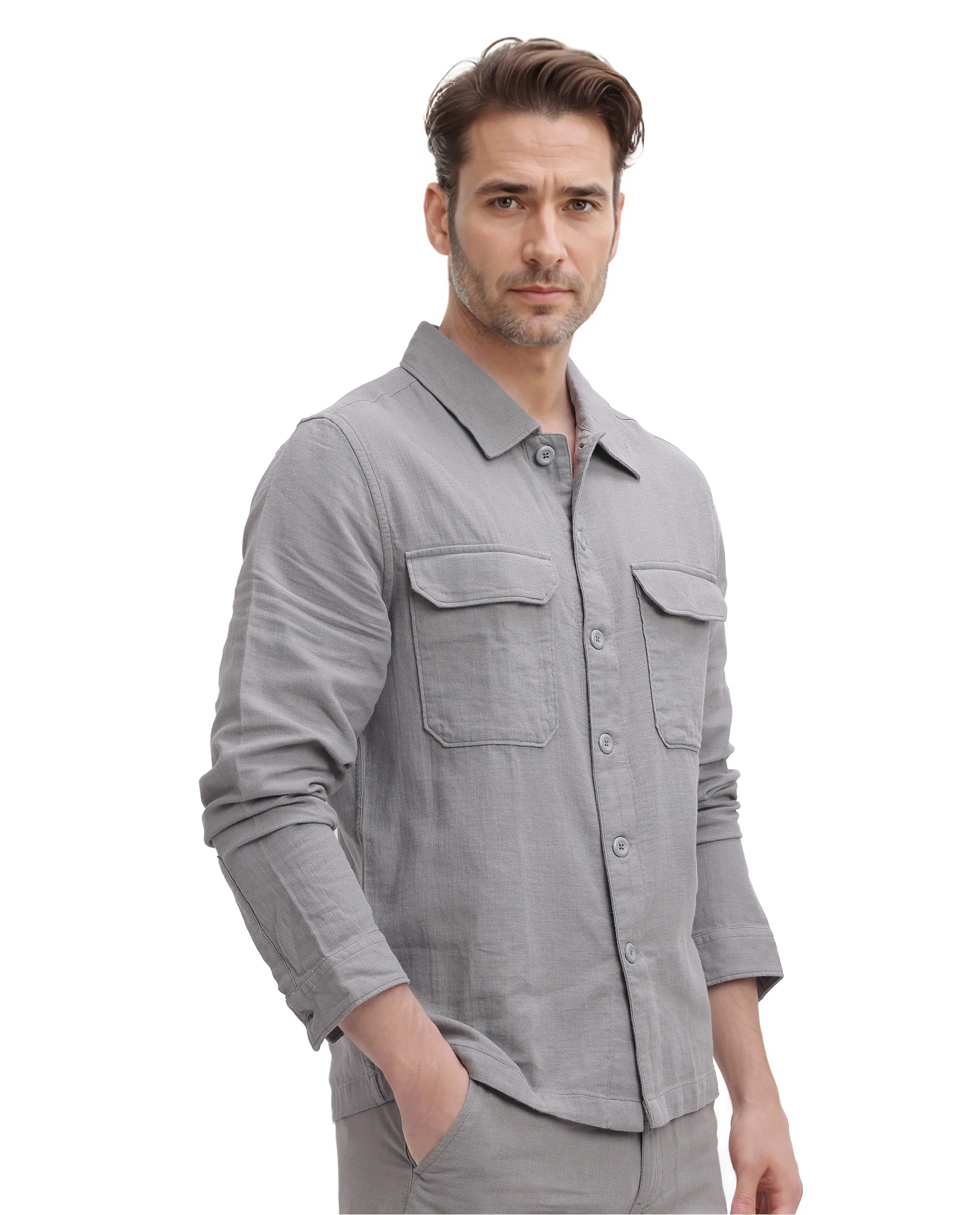 Rare Rabbit Men's Prest Dusky Brown Cotton Plain Regular Fit Full Sleeve Collared Shirt - Image 6