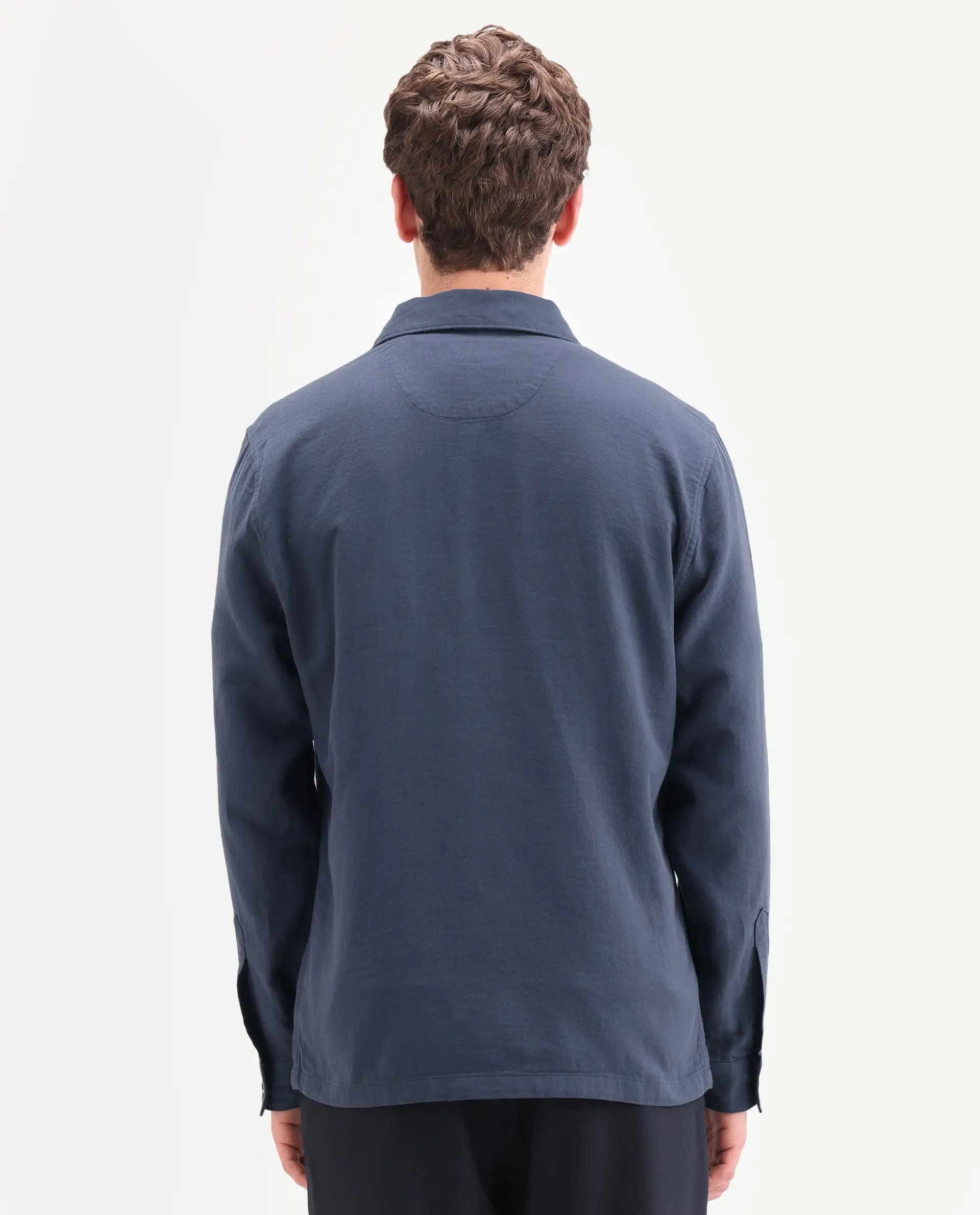 Rare Rabbit Men's Prest-Ss26 Blue Cotton Fabric Full Sleeve Spread Collar Button Regular Plain Shacket - Image 7