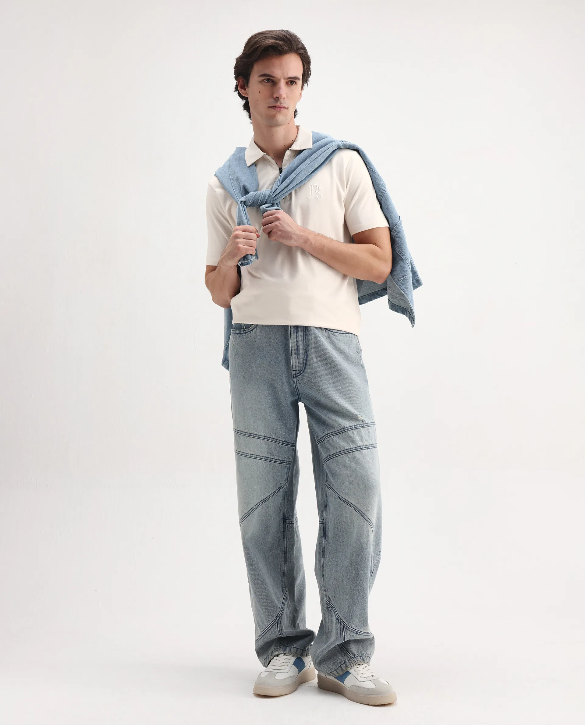 Rare Rabbit Men's Presto Off White Cotton Plain Regular Fit Half Sleeve Polo - Image 2