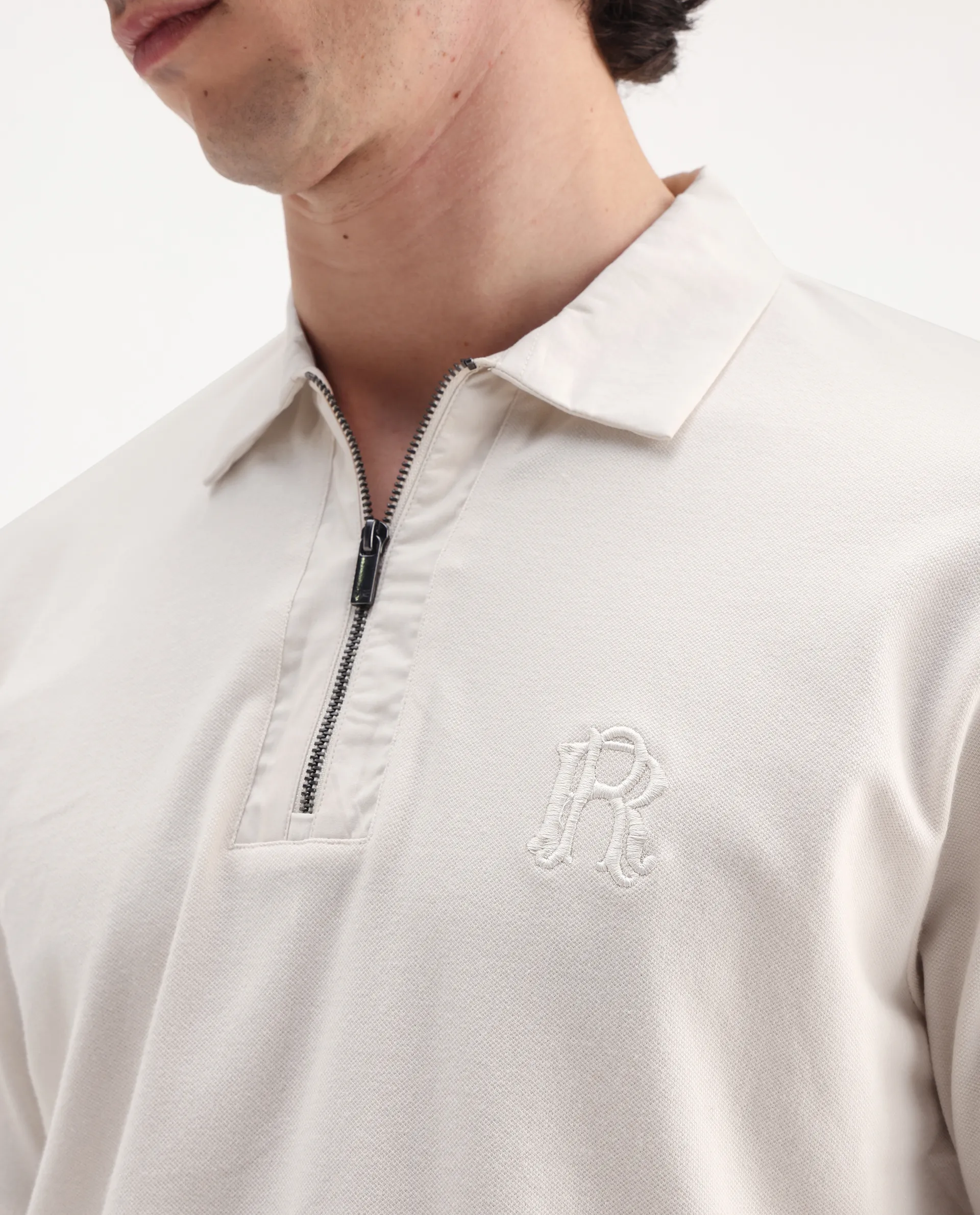 Rare Rabbit Men's Presto Off White Cotton Plain Regular Fit Half Sleeve Polo - Image 3