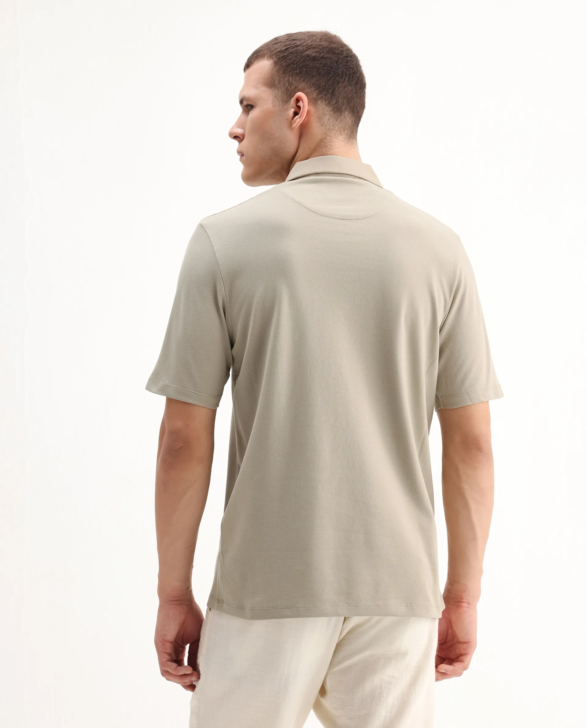 Rare Rabbit Men's Presto Pastel Green Cotton Embroidered Regular Fit Half Sleeve Polo - Image 7