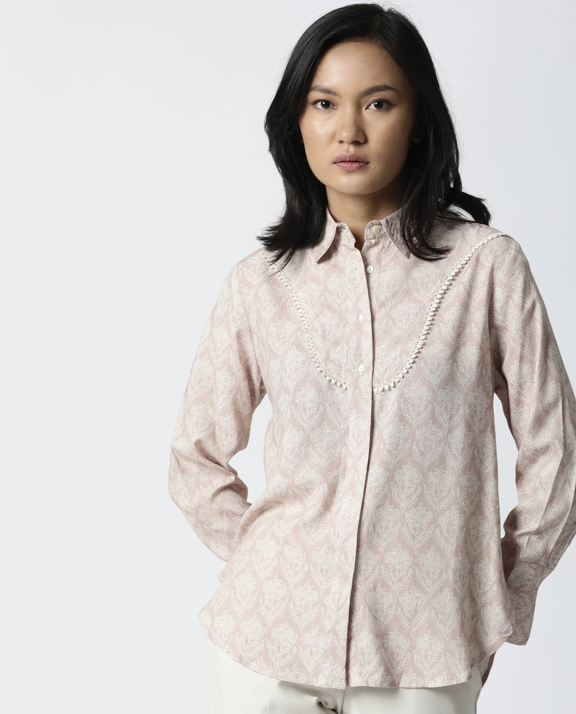 Rareism Women Pretty Pink Top Full Sleeves Printed - Image 5