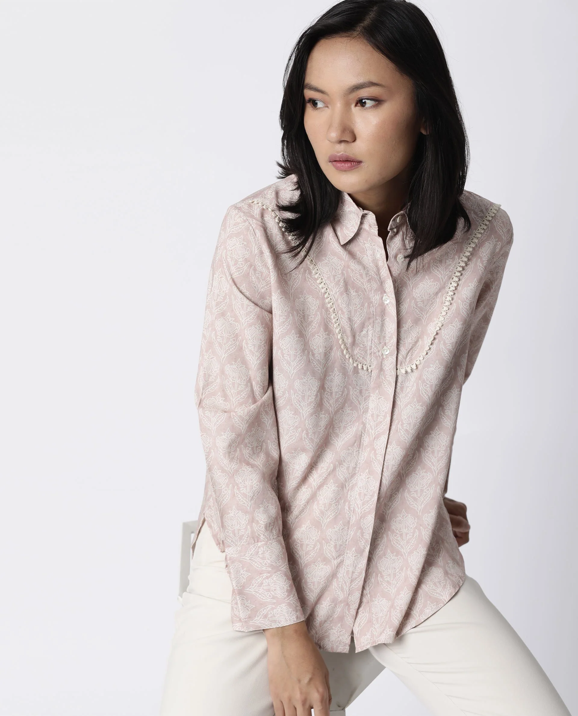 Rareism Women Pretty Pink Top Full Sleeves Printed - Image 7