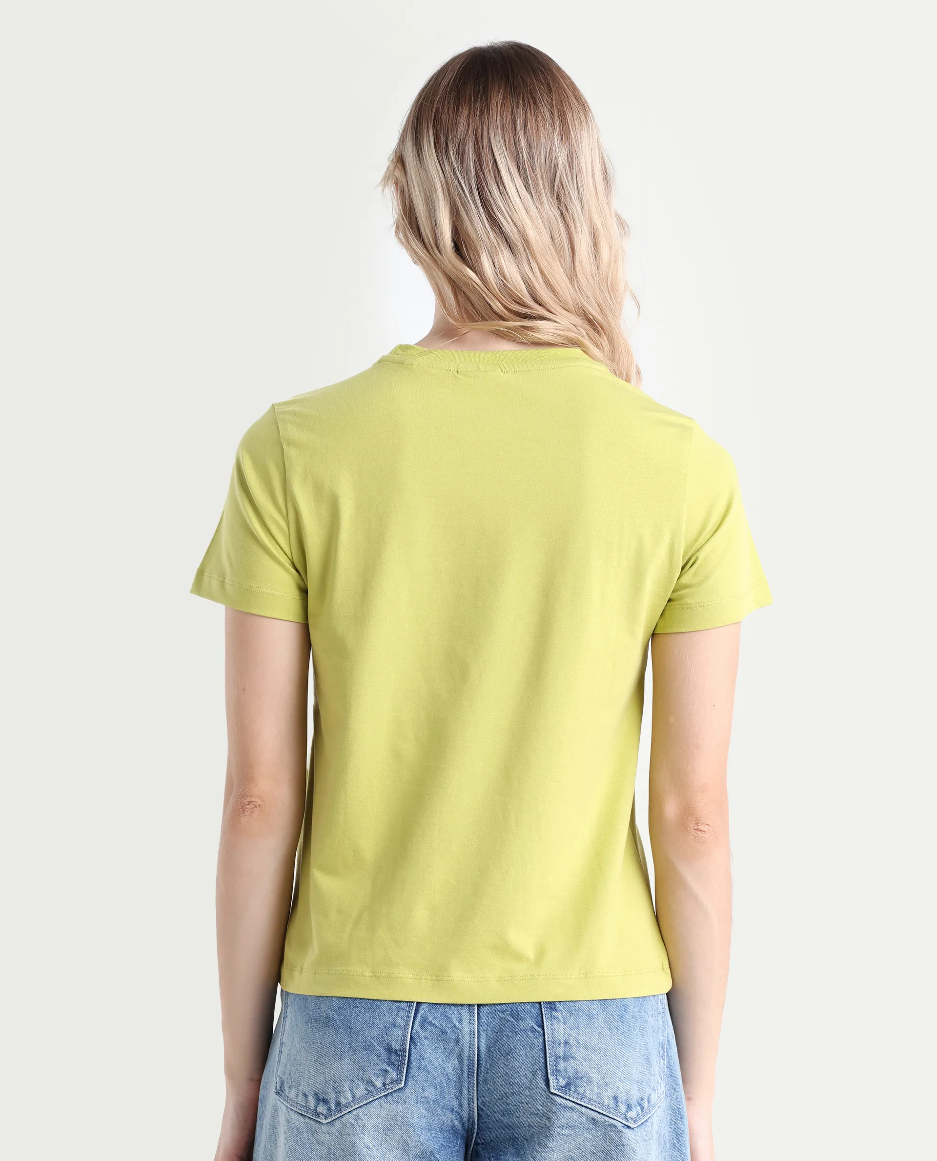 Rareism Women's Prex Light Green Cotton Blend Crew Neck Floral Print Regular Fit T-Shirt - Image 7