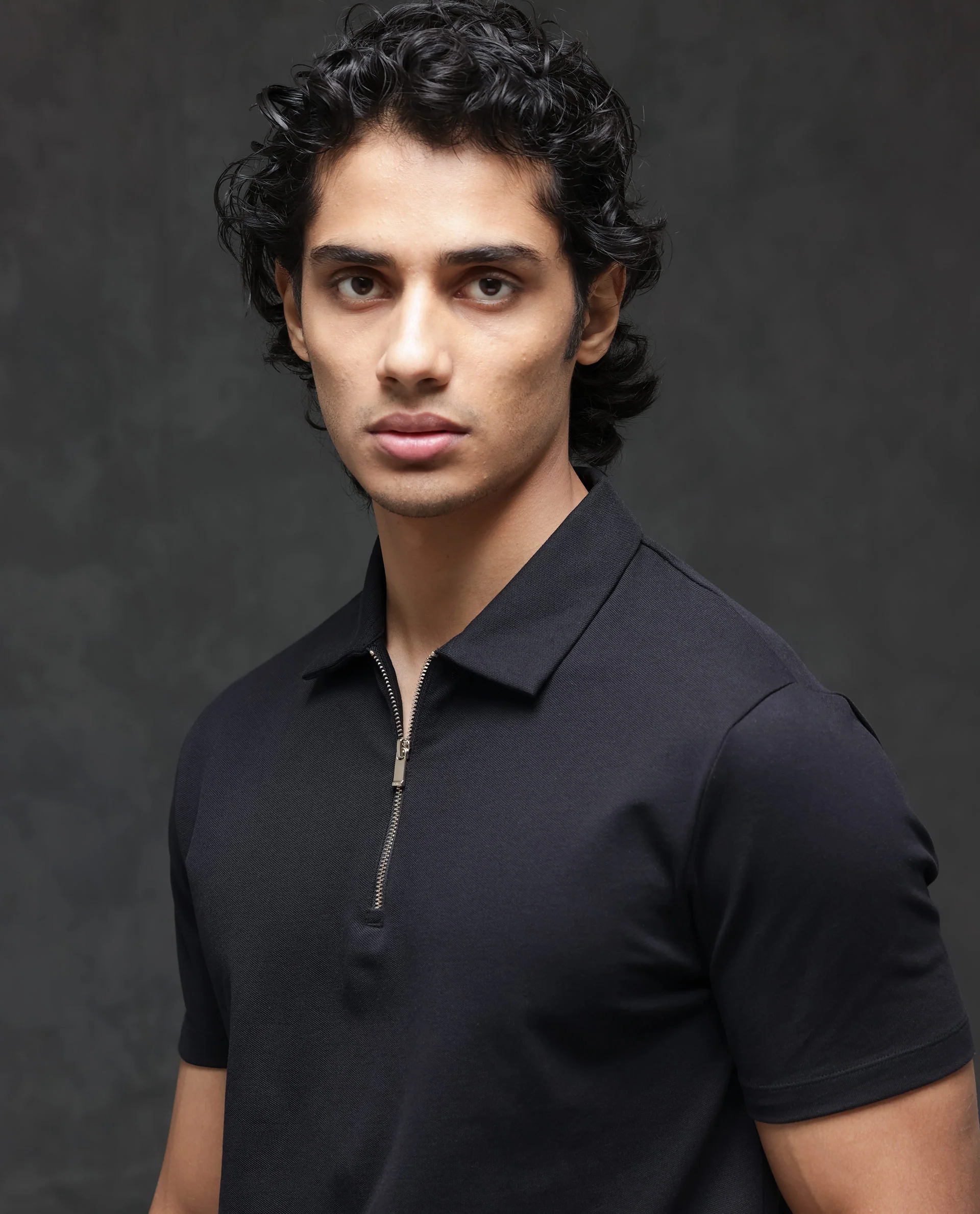 Rare Rabbit Men's Guild Casual Prin 1 Black Cotton Blend Plain Regular Fit Half Sleeve Polo - Image 4