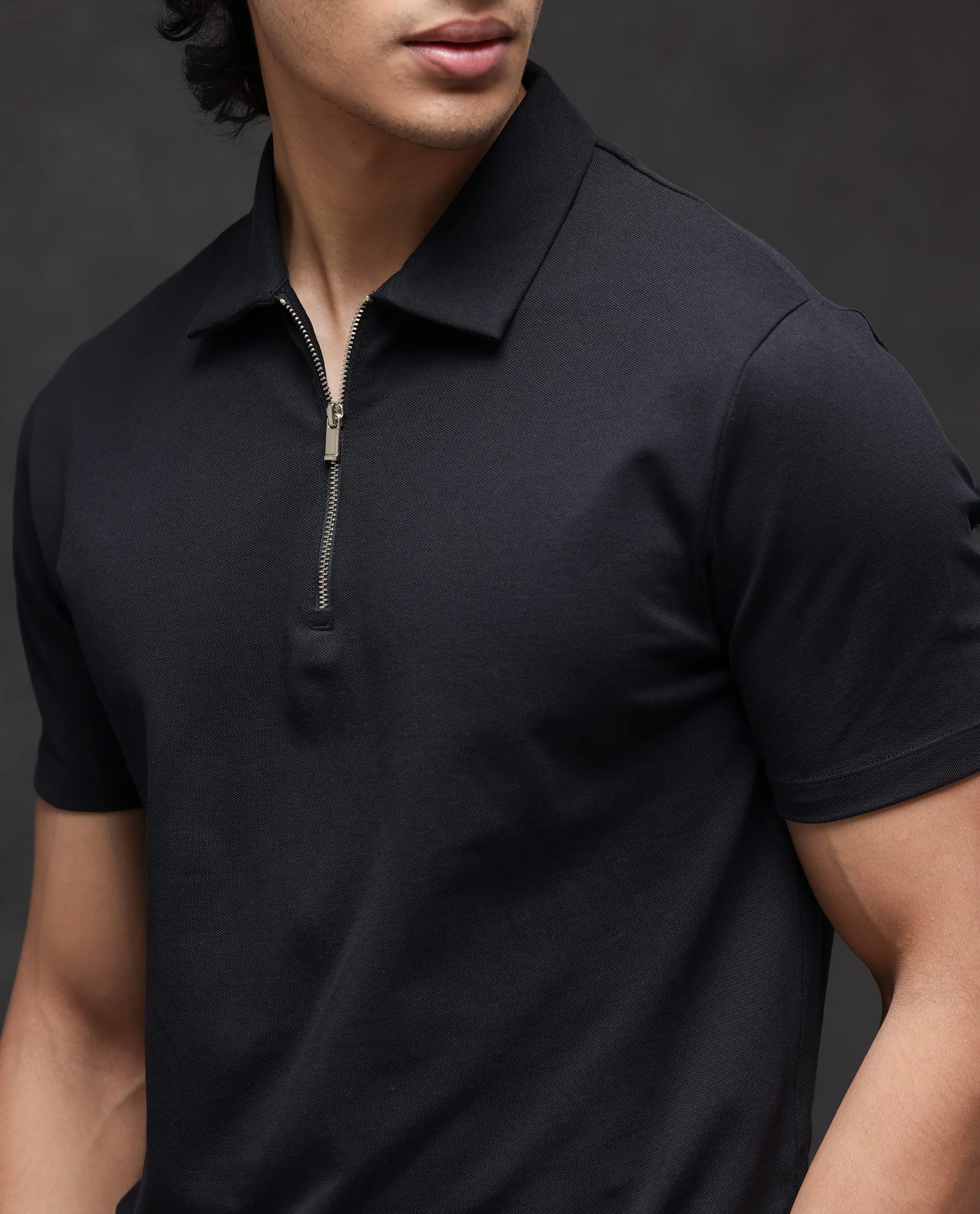 Rare Rabbit Men's Guild Casual Prin 1 Black Cotton Blend Plain Regular Fit Half Sleeve Polo - Image 5