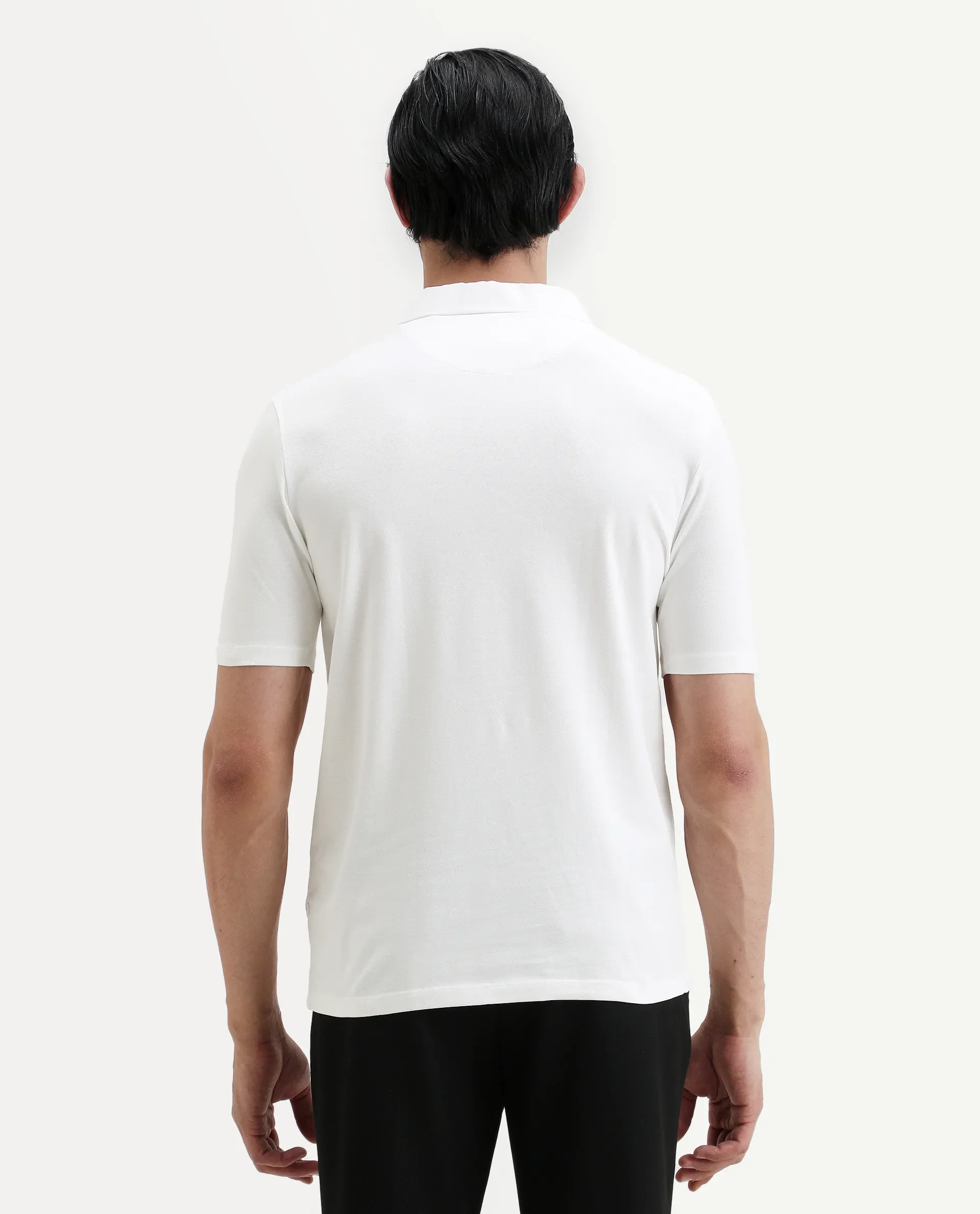 Rare Rabbit Men's Guild Casual Prin 1 White Cotton Blend Plain Regular Fit Half Sleeve Polo - Image 7