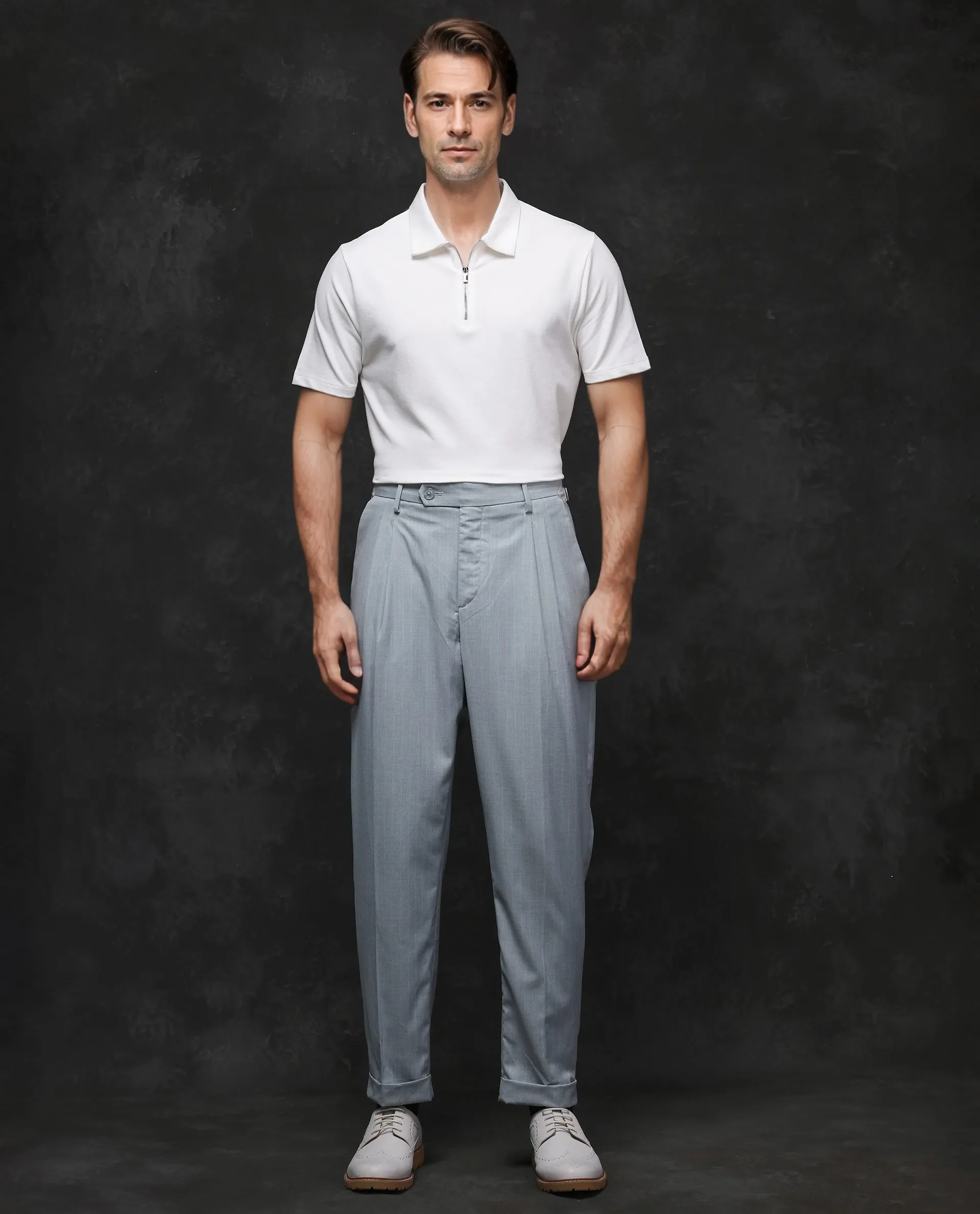 Rare Rabbit Men's Prin-2 White Cotton Plain Regular Fit Half Sleeve Polo - Image 2