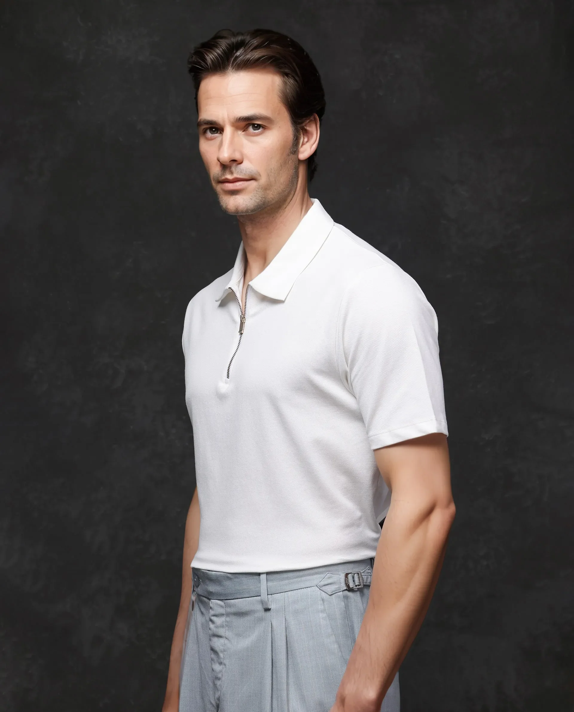 Rare Rabbit Men's Prin-2 White Cotton Plain Regular Fit Half Sleeve Polo - Image 6