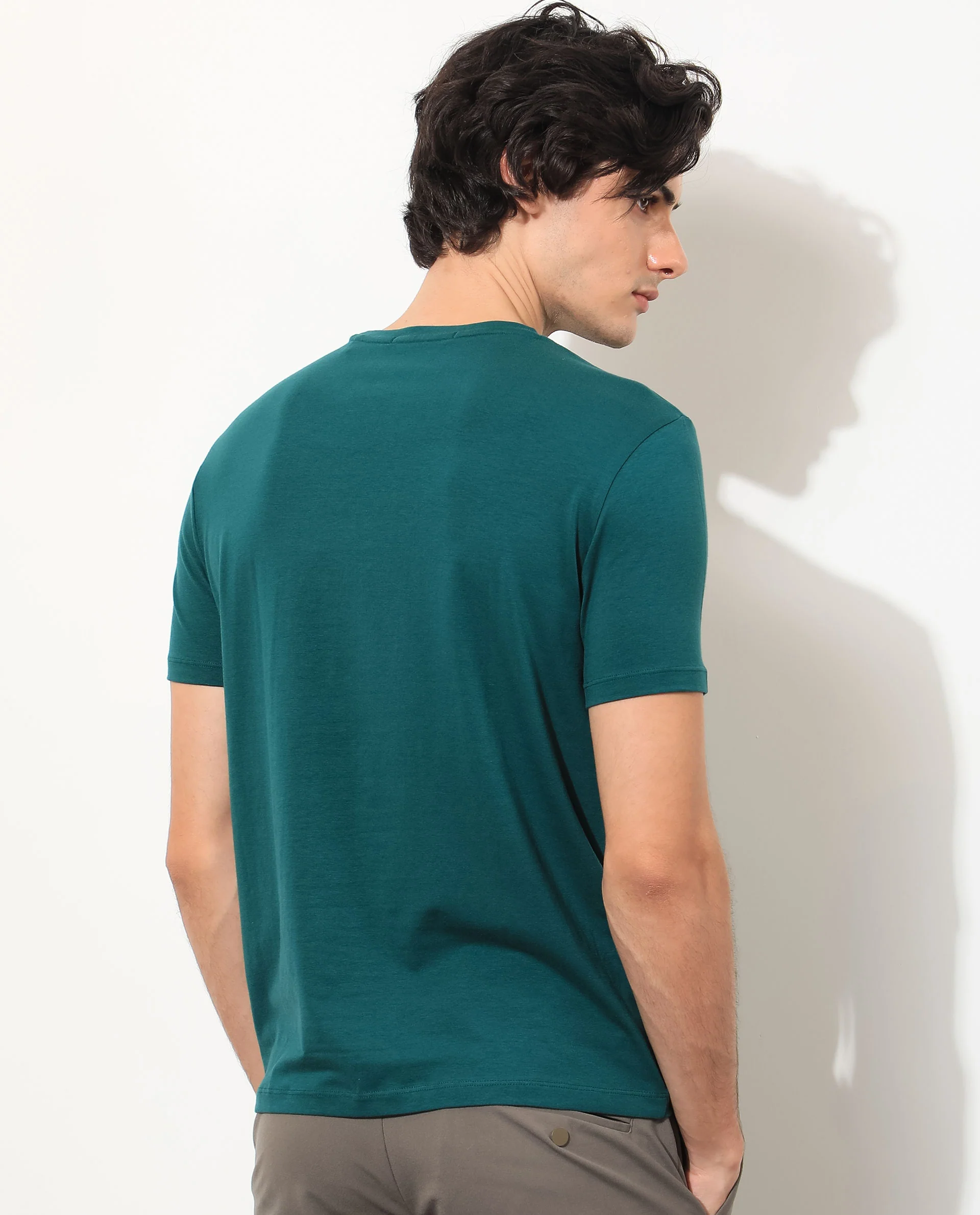 Rare Rabbit Men's Princeton Green Cotton Graphic Print Slim Fit Half Sleeve Crew Neck T-Shirt - Image 10