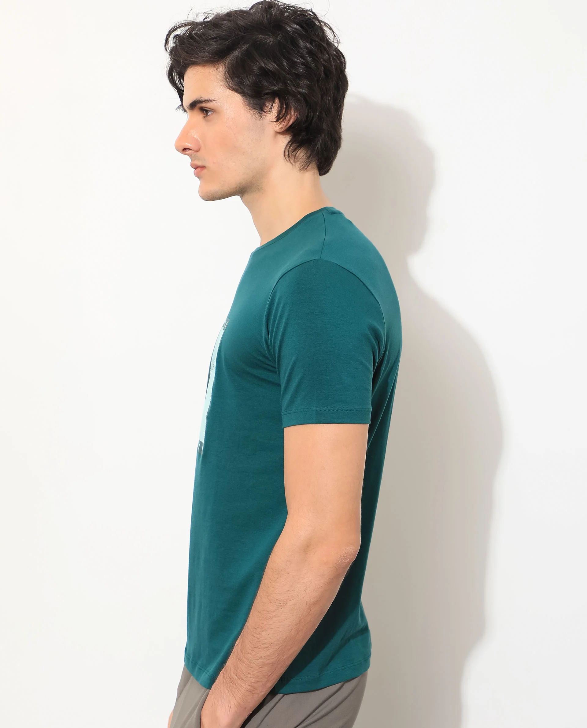 Rare Rabbit Men's Princeton Green Cotton Graphic Print Slim Fit Half Sleeve Crew Neck T-Shirt - Image 5