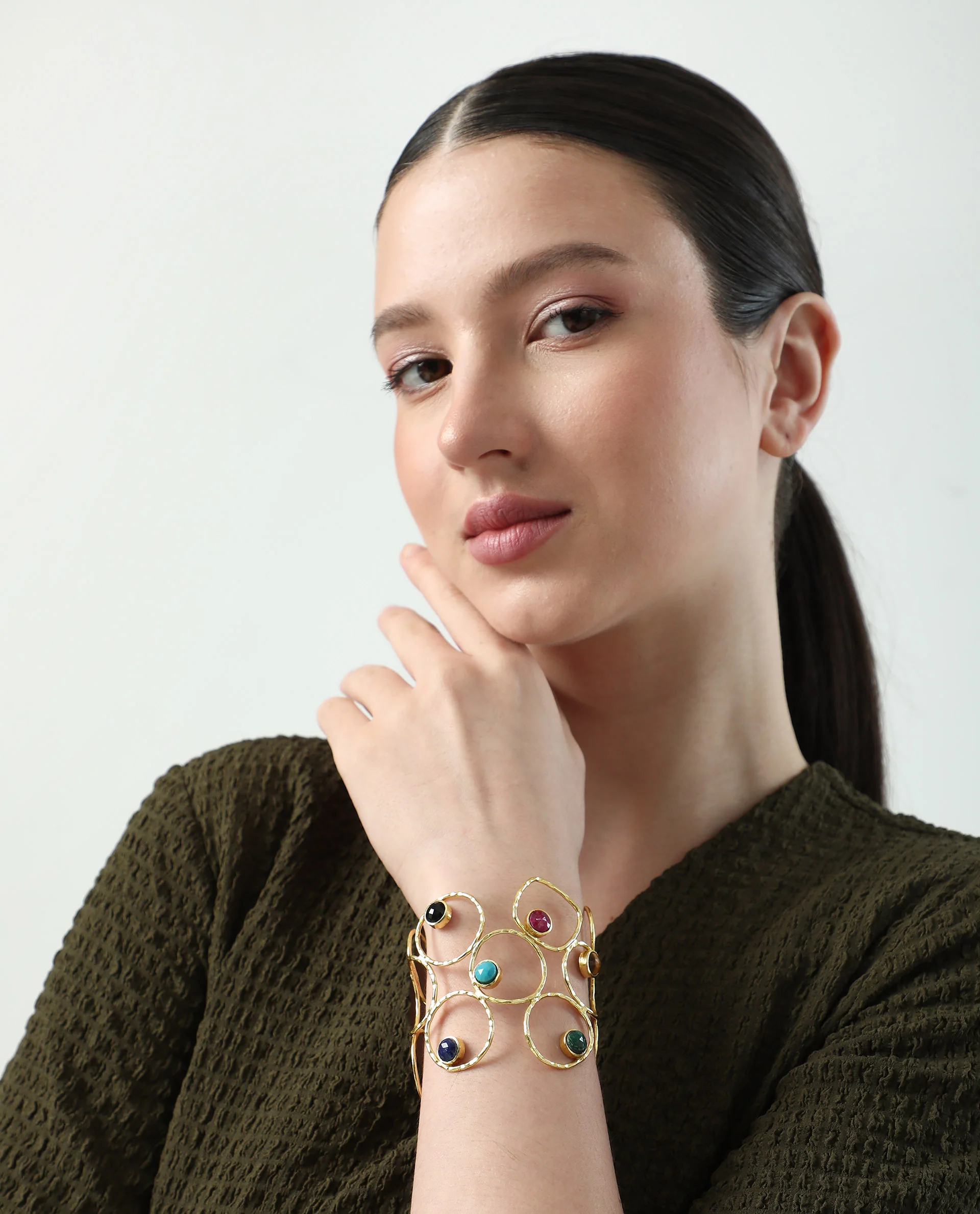 Rareism Women Prism Cuff Gold Bracelet