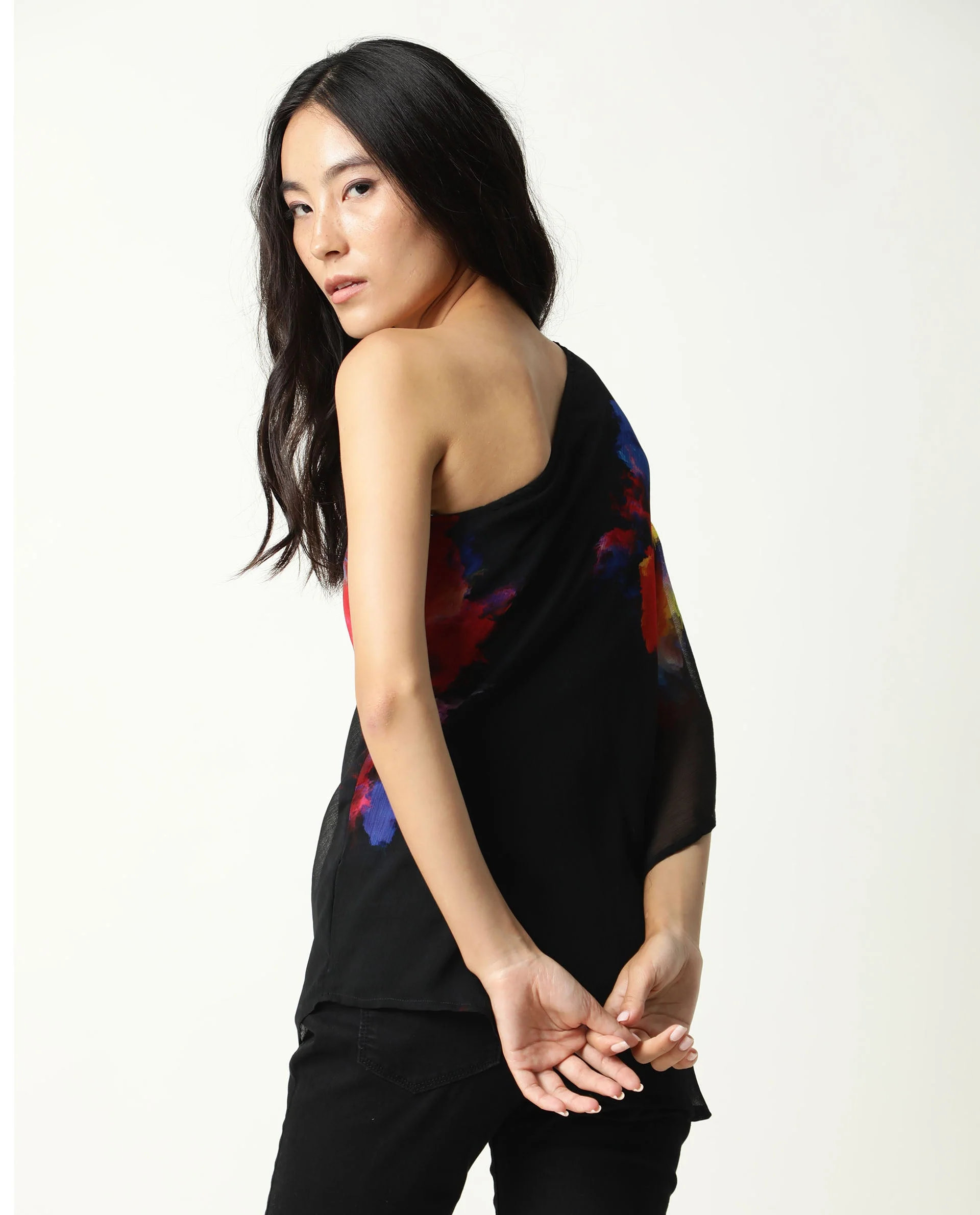 Rareism Women's Propose Black Tube Neck Floral Print Sleeveless Knee Length Regular Fit Top - Image 10