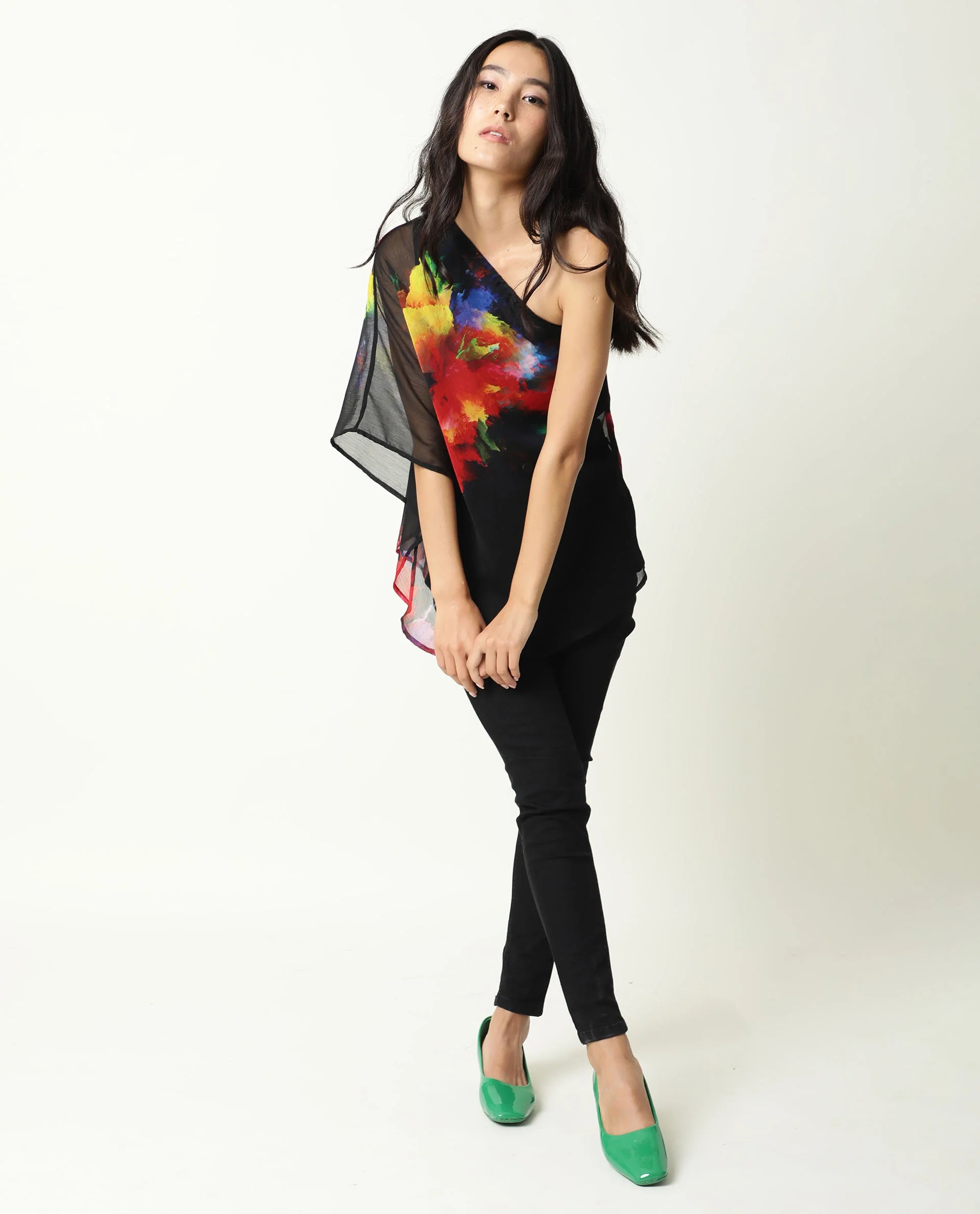 Rareism Women's Propose Black Tube Neck Floral Print Sleeveless Knee Length Regular Fit Top - Image 11