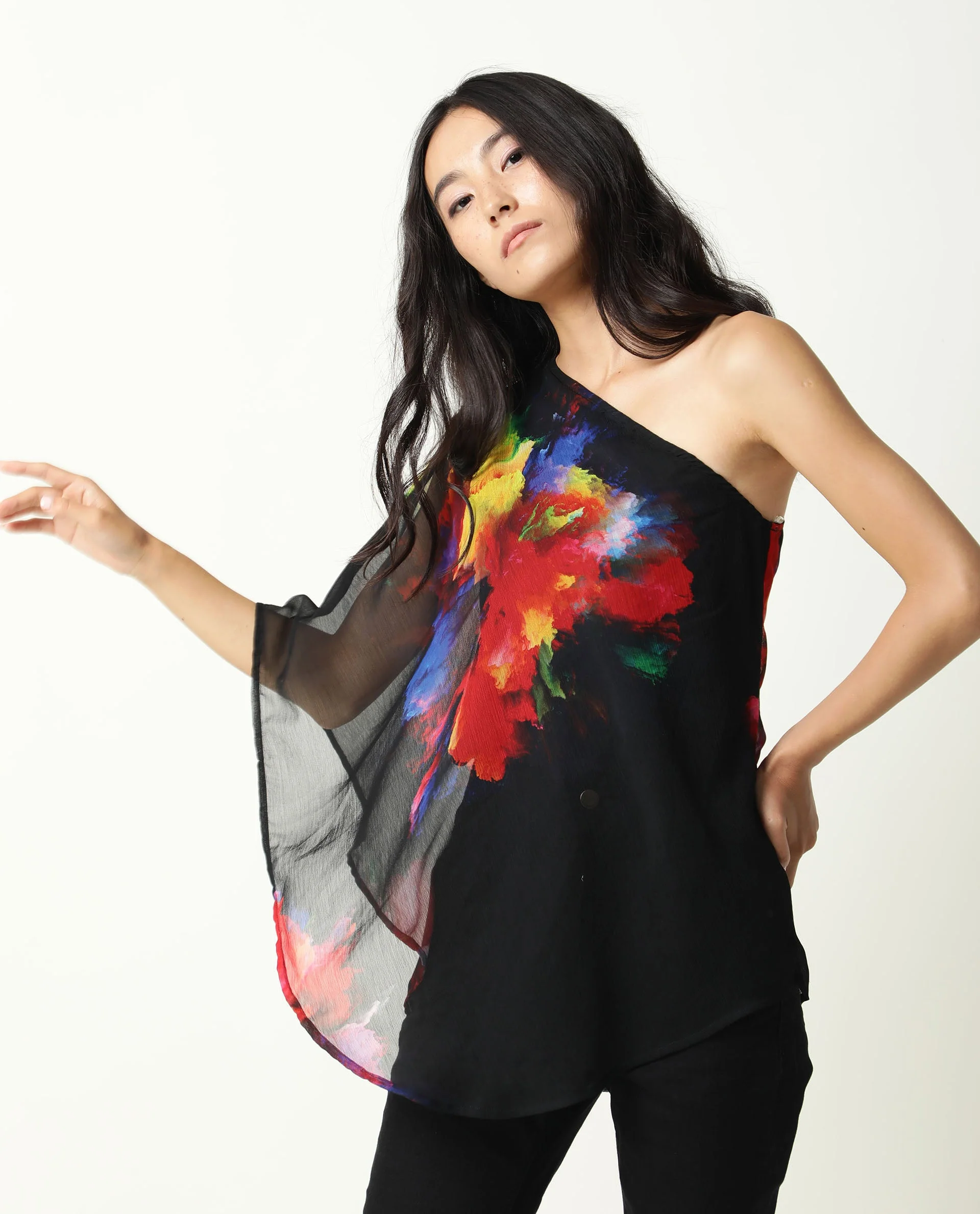 Rareism Women's Propose Black Tube Neck Floral Print Sleeveless Knee Length Regular Fit Top - Image 12