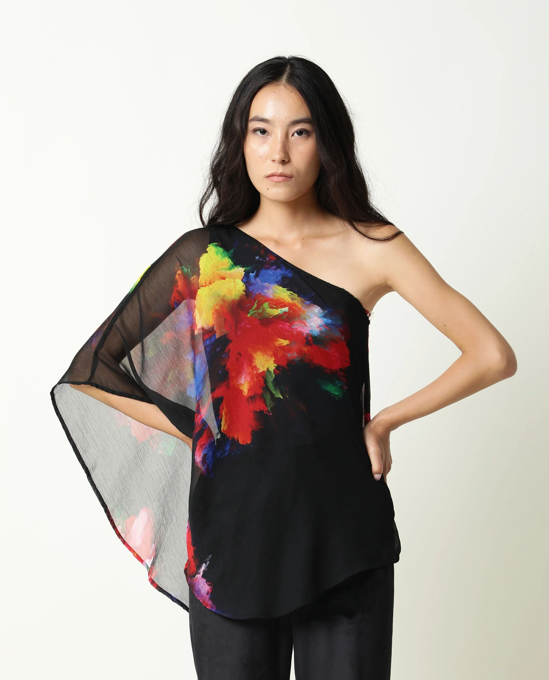 Rareism Women's Propose Black Tube Neck Floral Print Sleeveless Knee Length Regular Fit Top - Image 4