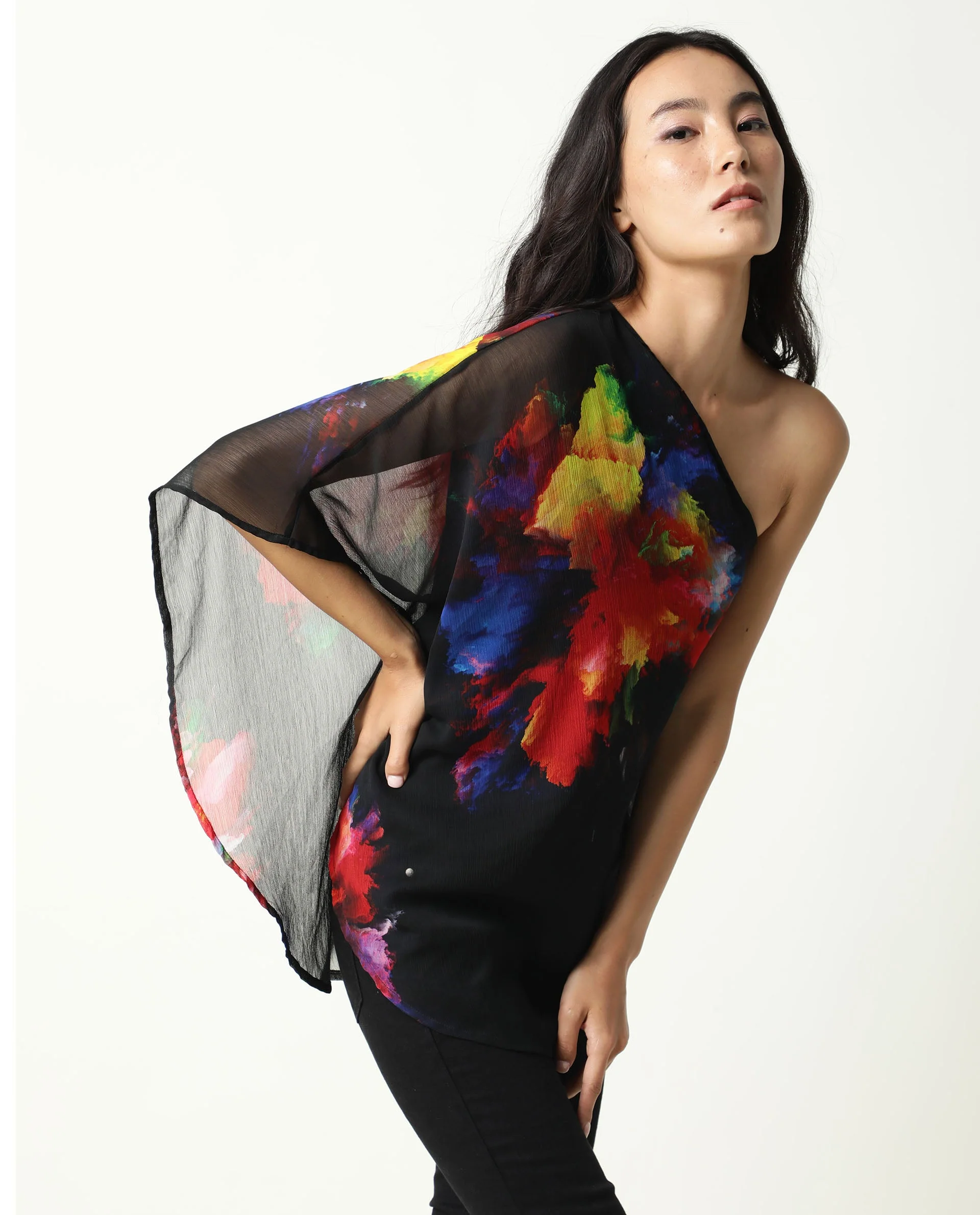 Rareism Women's Propose Black Tube Neck Floral Print Sleeveless Knee Length Regular Fit Top - Image 5