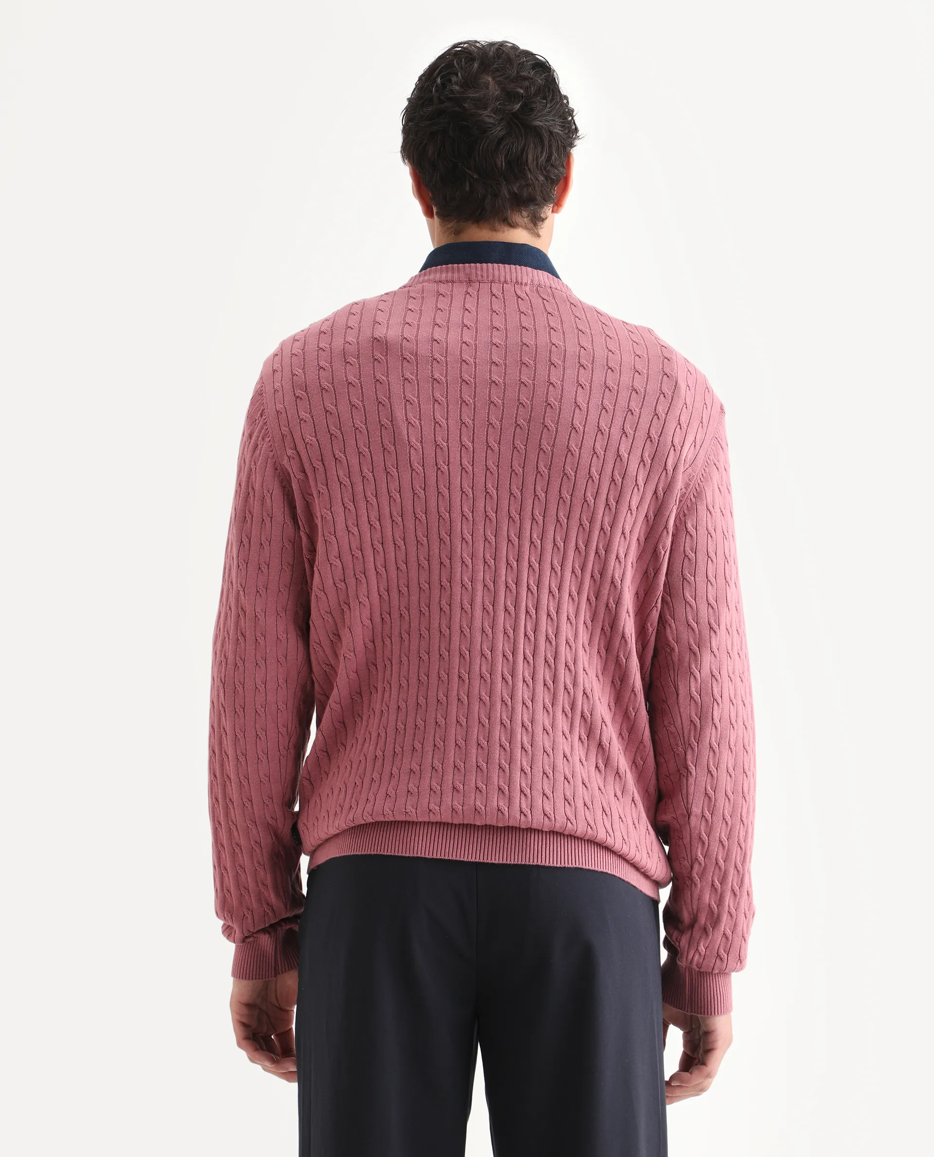 Rare Rabbit Men's Plain Regular Fit Full Sleeve Crew Neck Sweater - Image 7