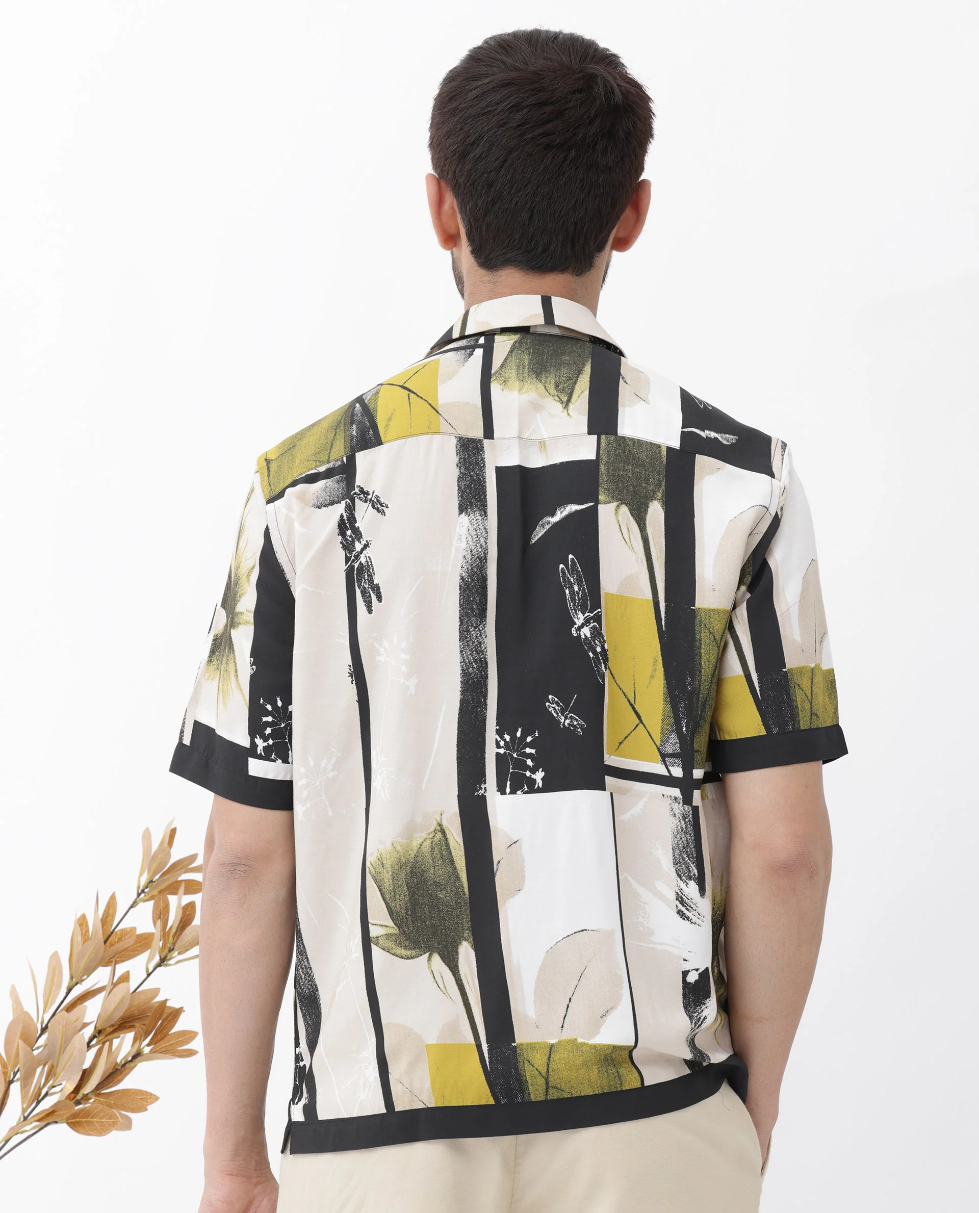 Rare Rabbit Men's Prunos Beige Viscose Floral Print Boxy Fit Half Sleeve Cuban Collar Shirt - Image 10