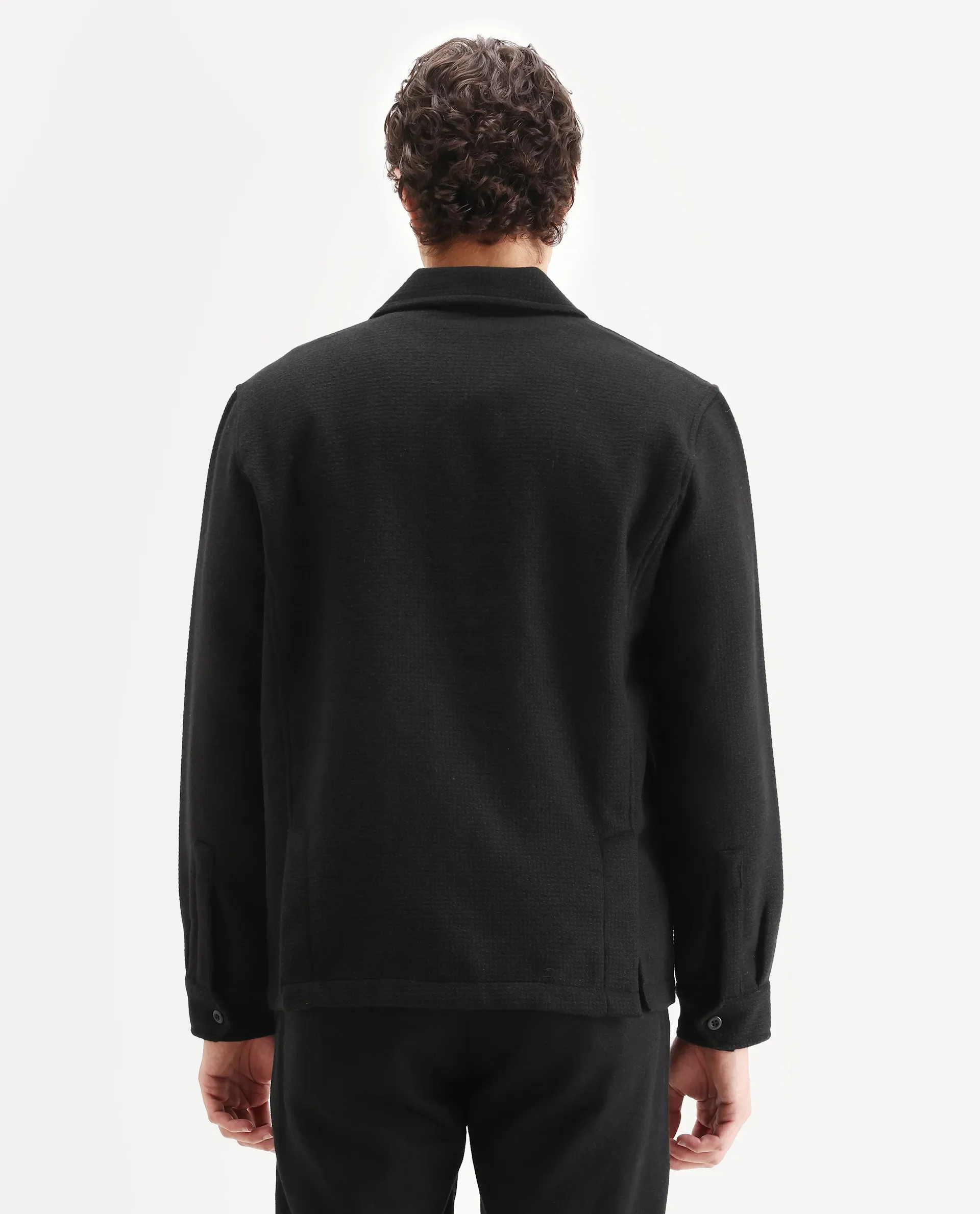 Rare Rabbit Men's Pufco-T Black Polyester Blend Fabric Collared Neck Regular Plain Jacket - Image 8