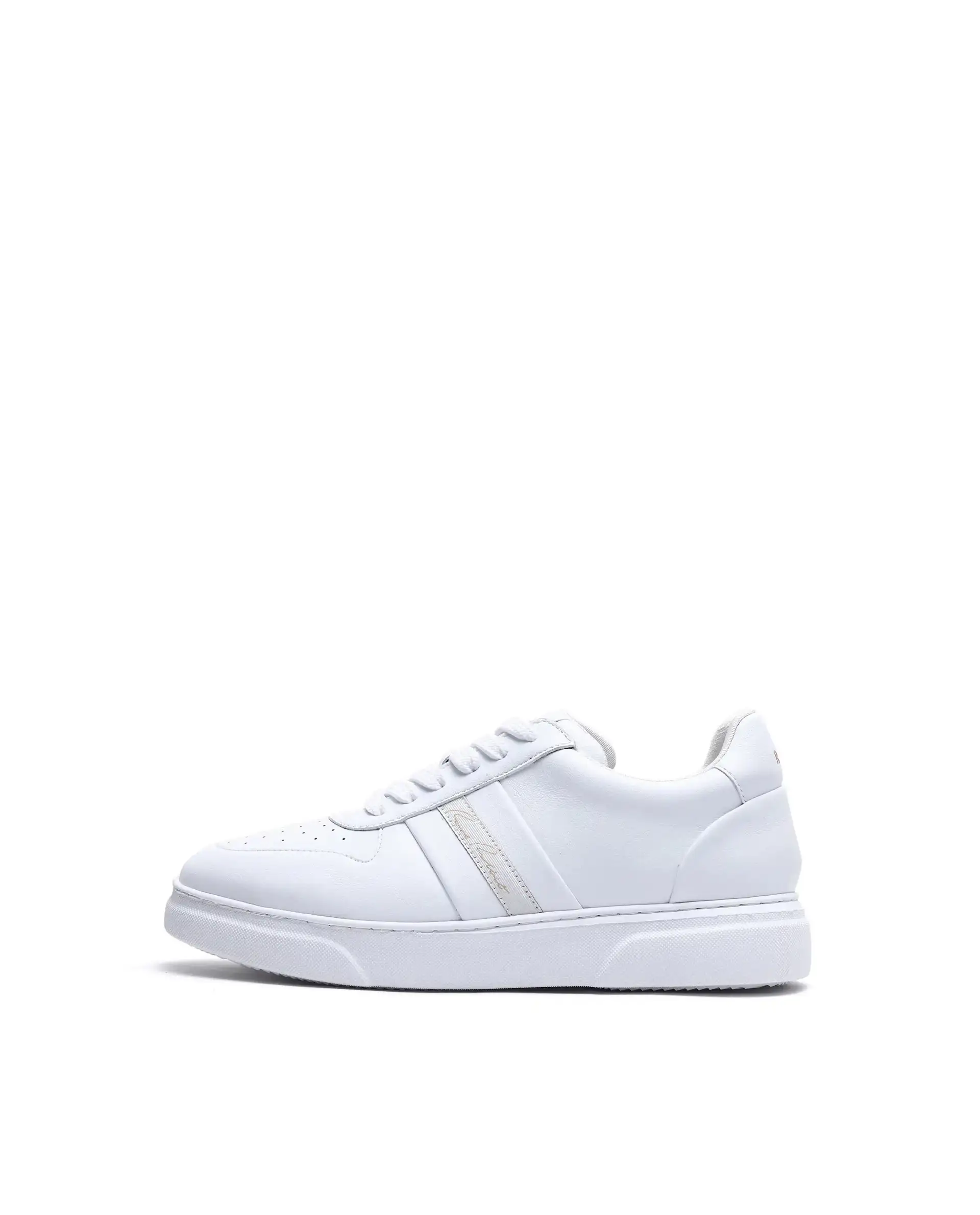 Rare Rabbit Men's Pulse White Micro Leather Sneaker