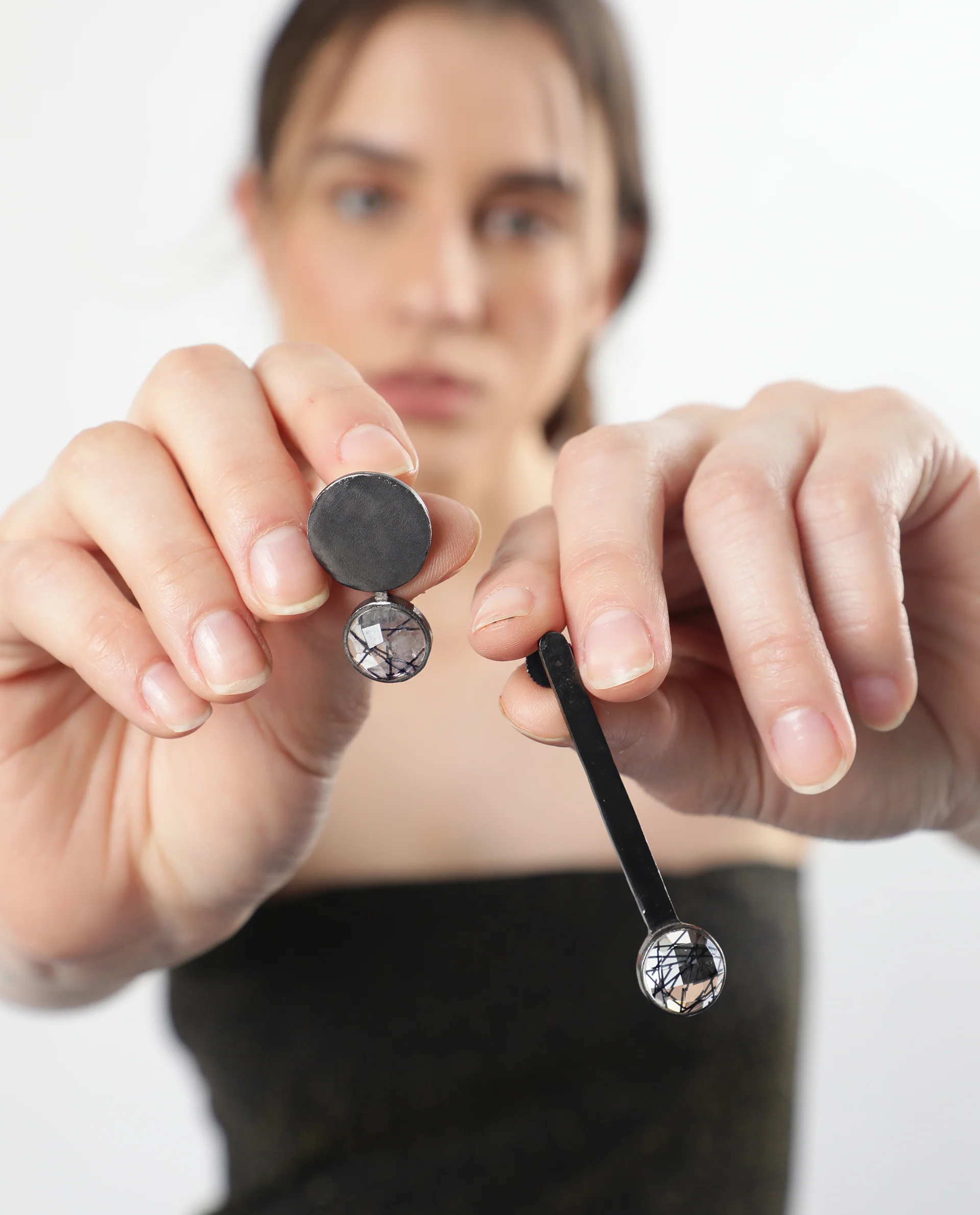 Rareism Women Punk Grey Earring - Image 2