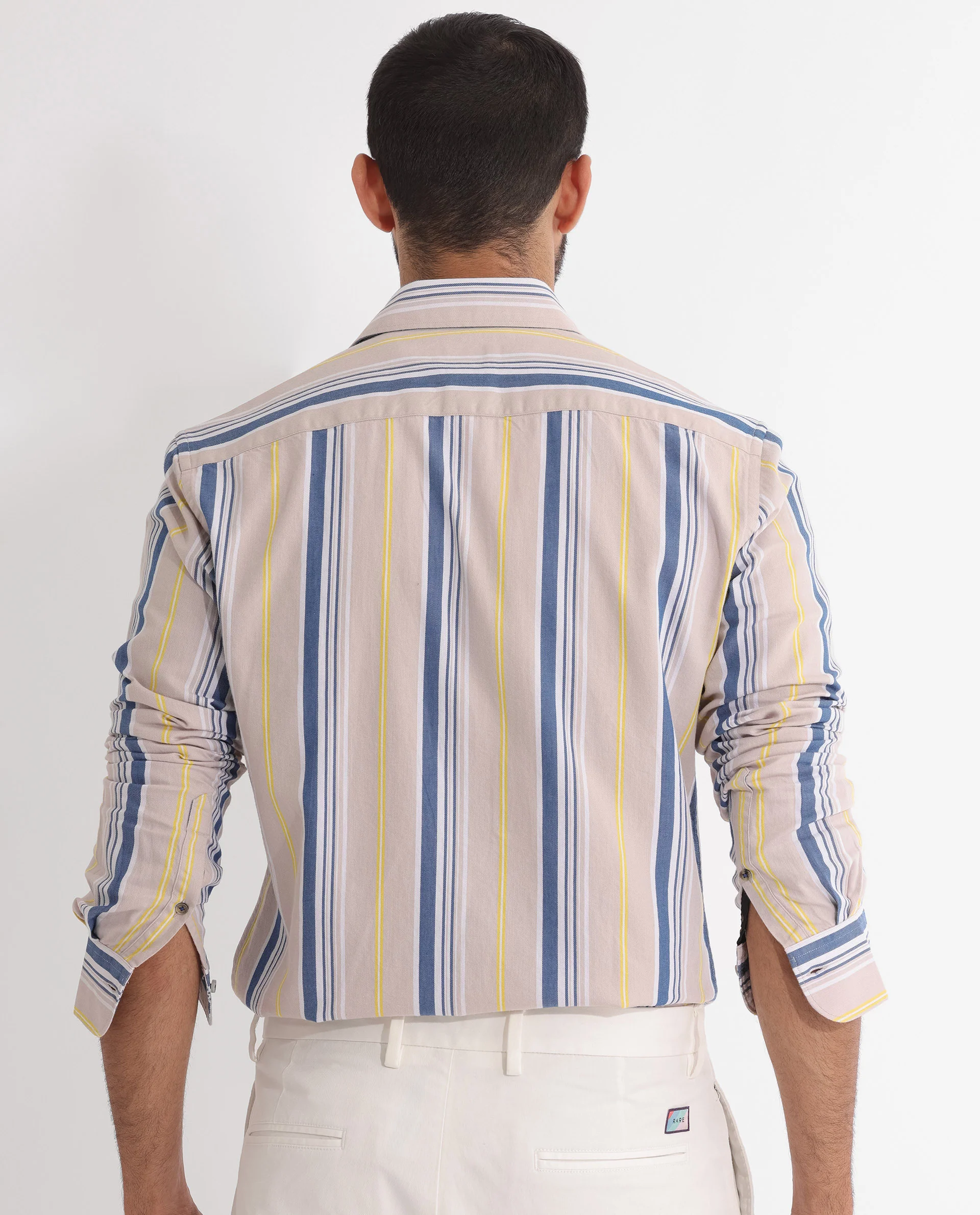 Rare Rabbit Men's Purit Dusky Brown Cotton Striped Print Regular Fit Full Sleeve Collared Shirt - Image 9