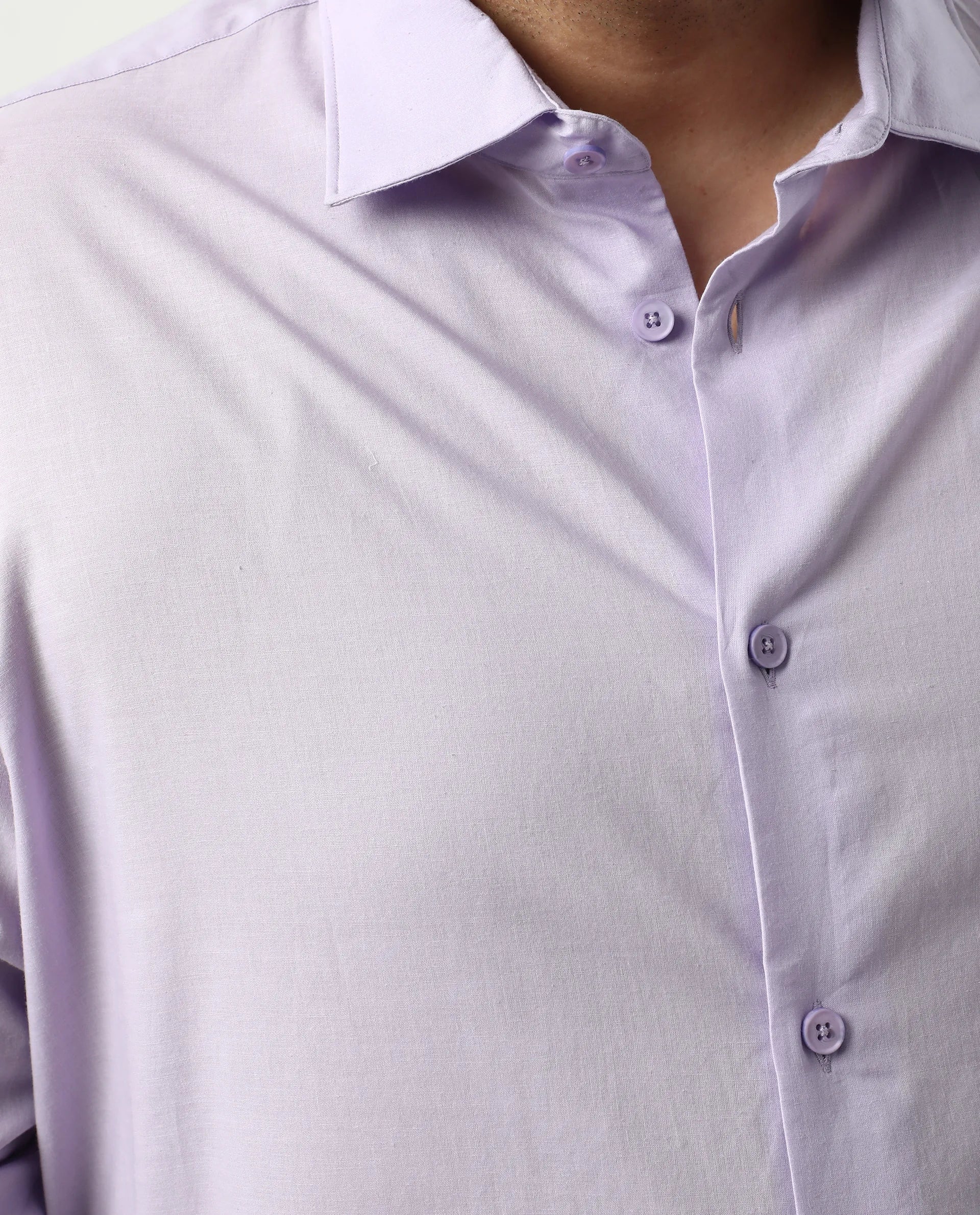 Rare Rabbit Men's Purl Big Purple Cotton Fabric Full Sleeve Collared Neck Plain Shirt - Image 3