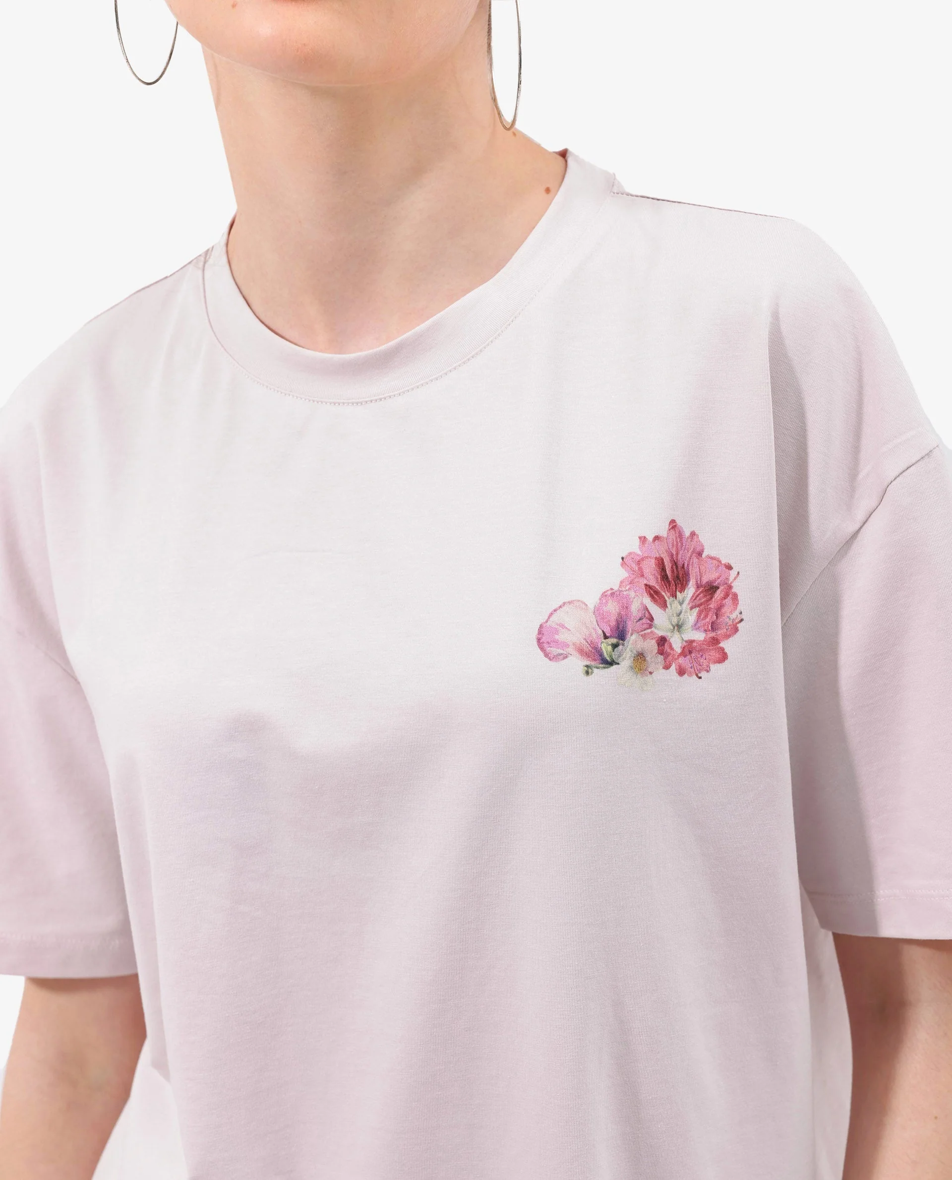 Rareism Women's Purpulent Pastel Pink Cotton Blend Crew Neck Graphic Print Boxy Fit T-Shirt - Image 3