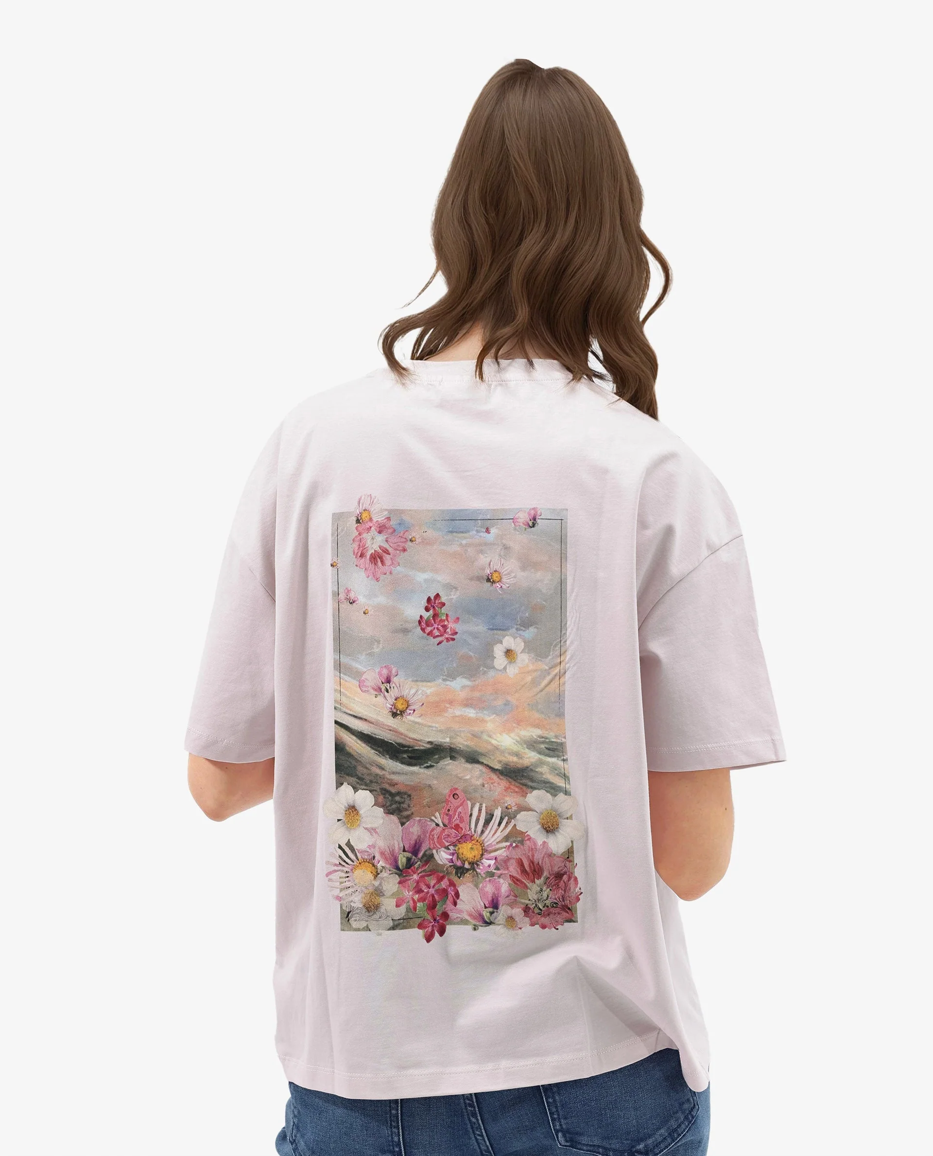 Rareism Women's Purpulent Pastel Pink Cotton Blend Crew Neck Graphic Print Boxy Fit T-Shirt - Image 7