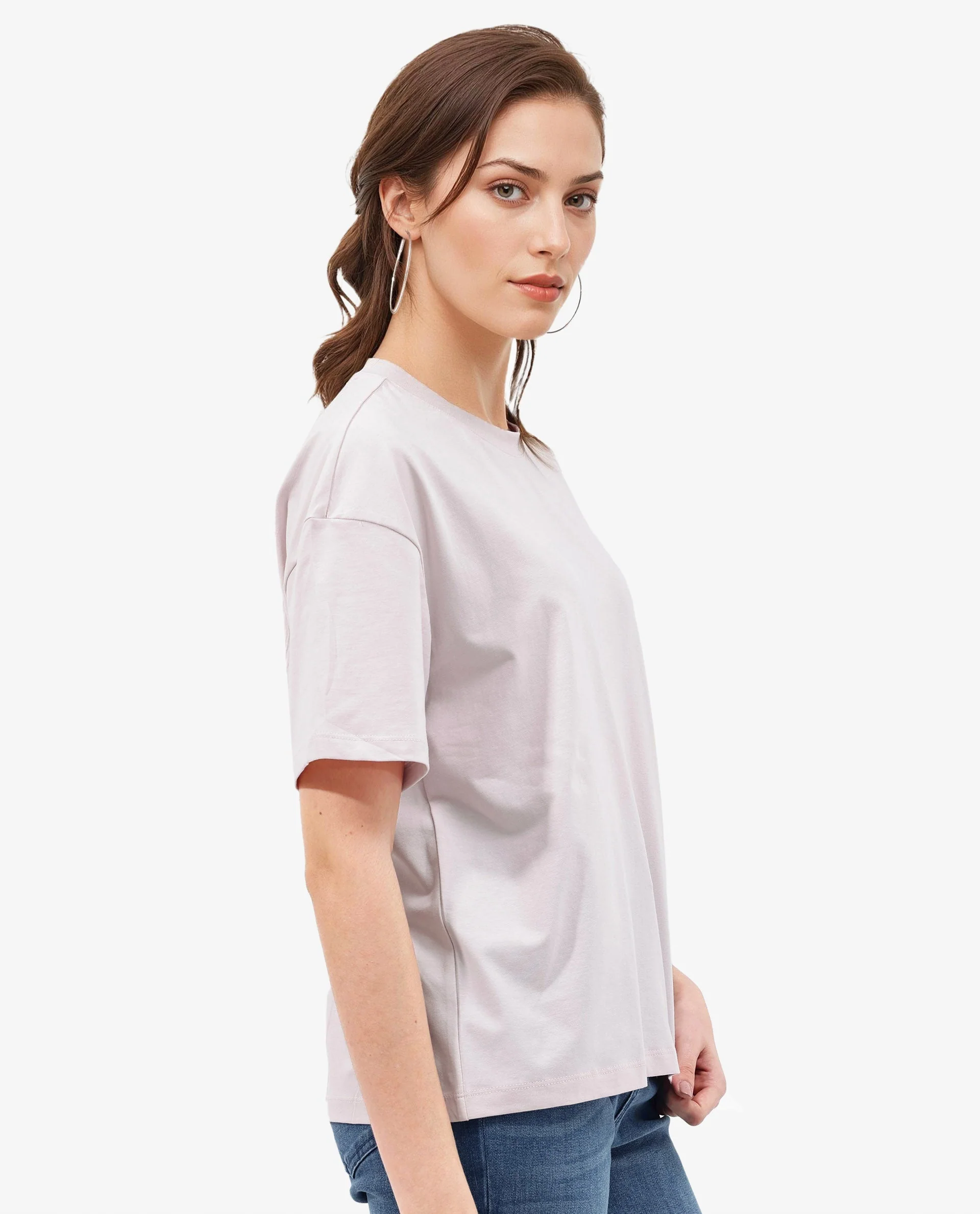 Rareism Women's Purpulent Pastel Pink Cotton Blend Crew Neck Graphic Print Boxy Fit T-Shirt - Image 9