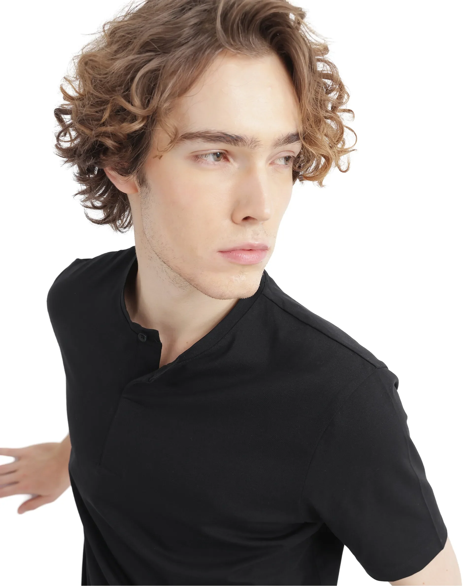 Rare Rabbit Men's Purt Black Cotton Blend Plain Regular Fit Half Sleeve Crew Neck T-Shirt - Image 8