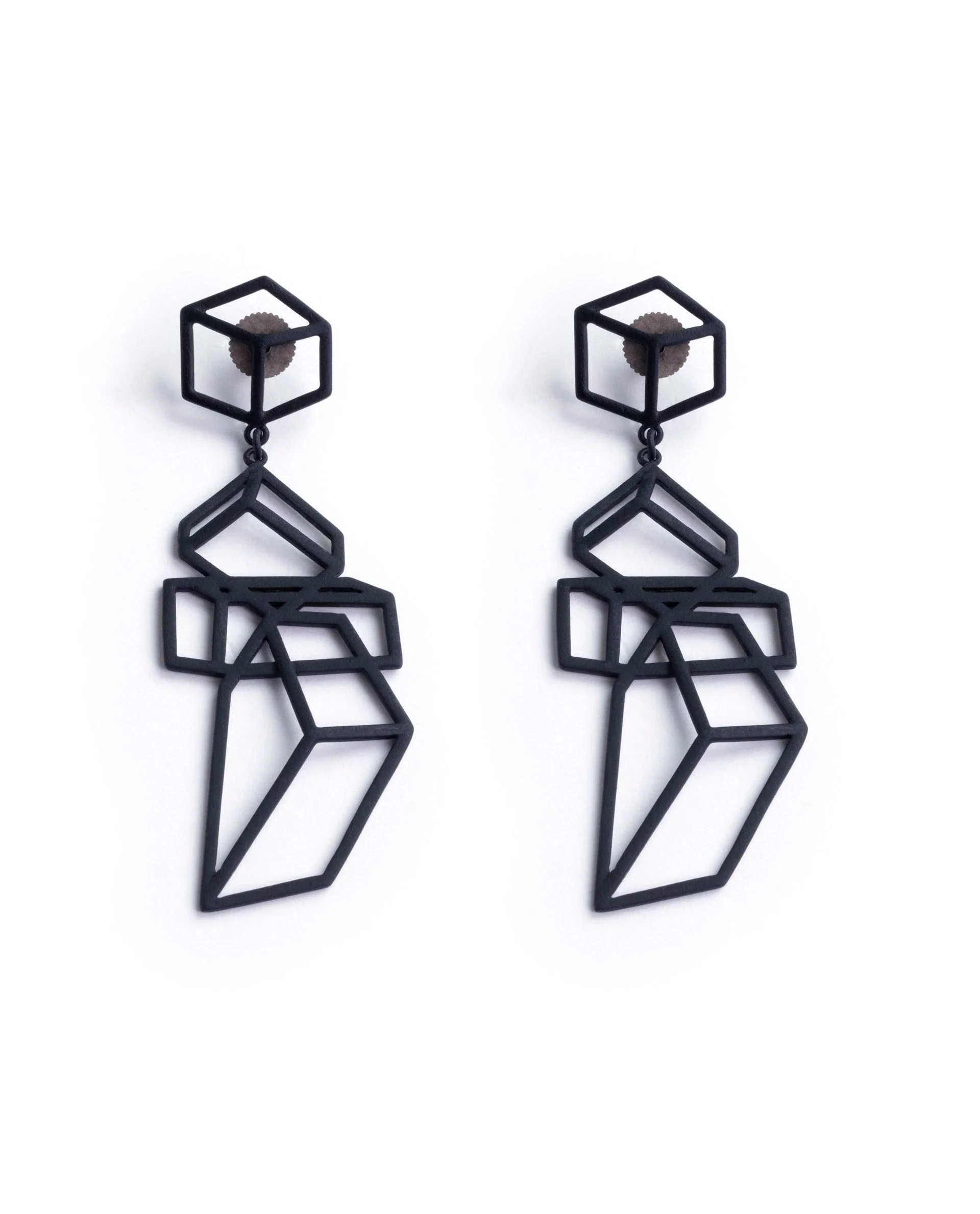 Rareism Women Pyramid Black Black Earring - Image 3