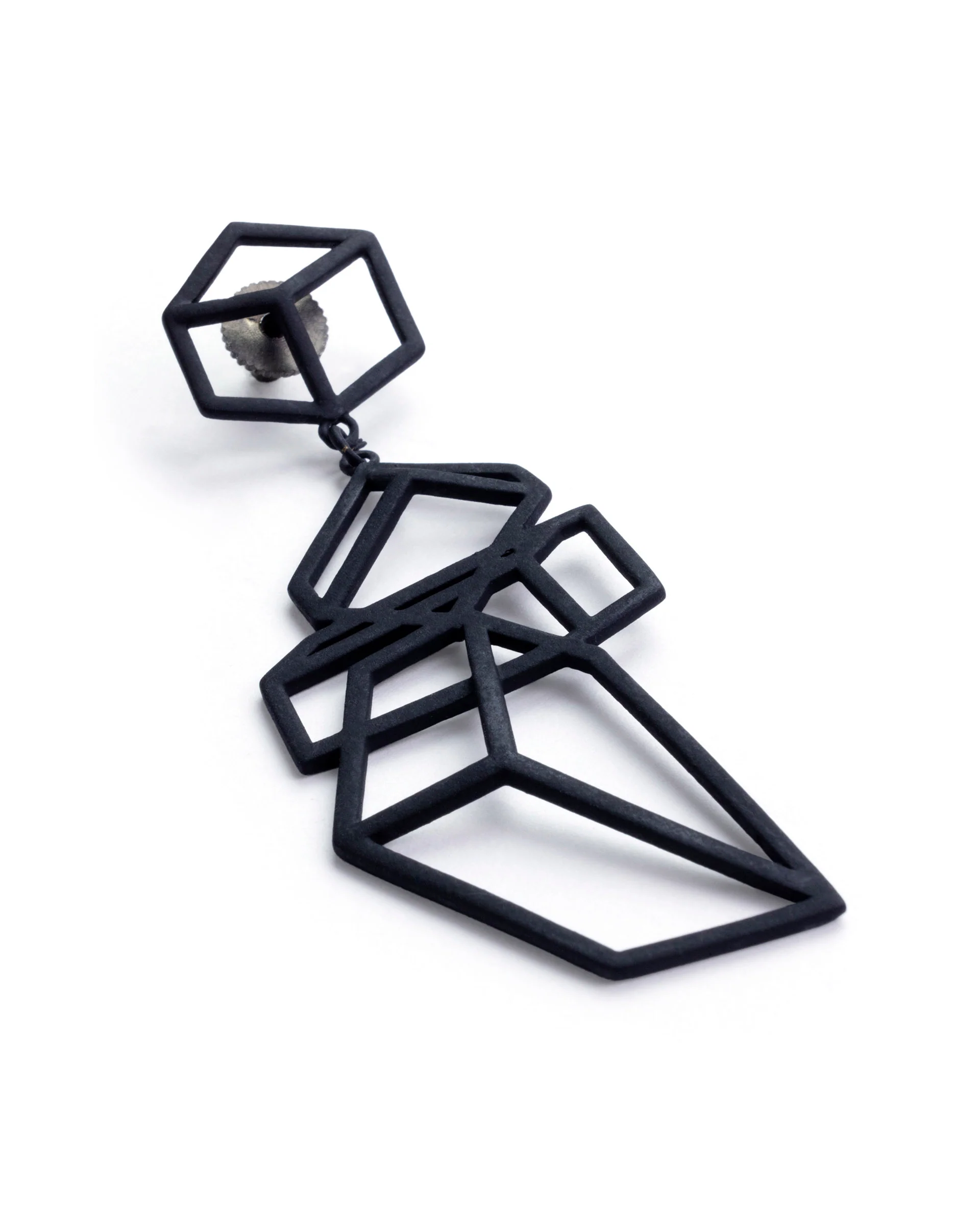 Rareism Women Pyramid Black Black Earring - Image 4