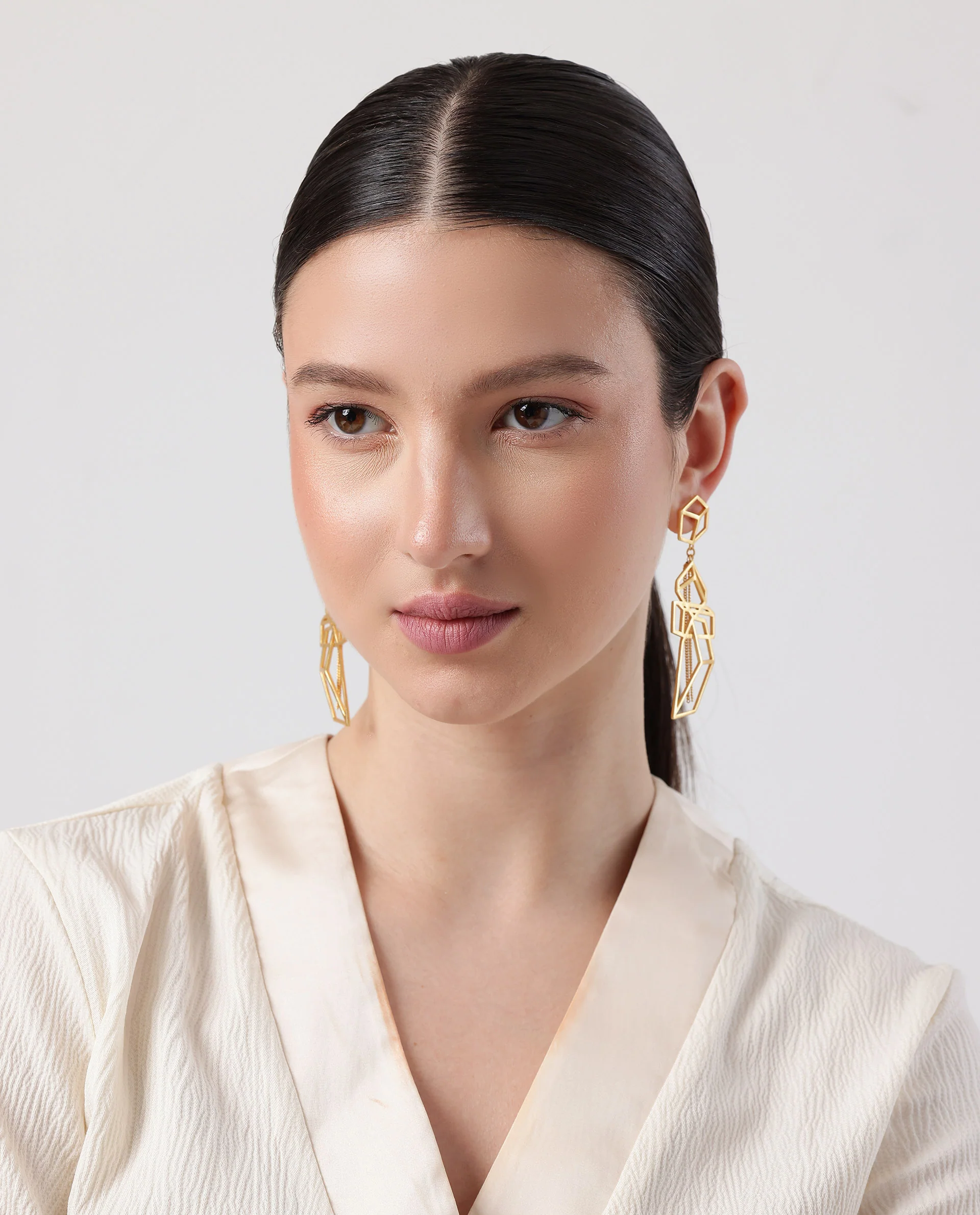 Rareism Women Pyramid Gold Gold Earring - Image 2