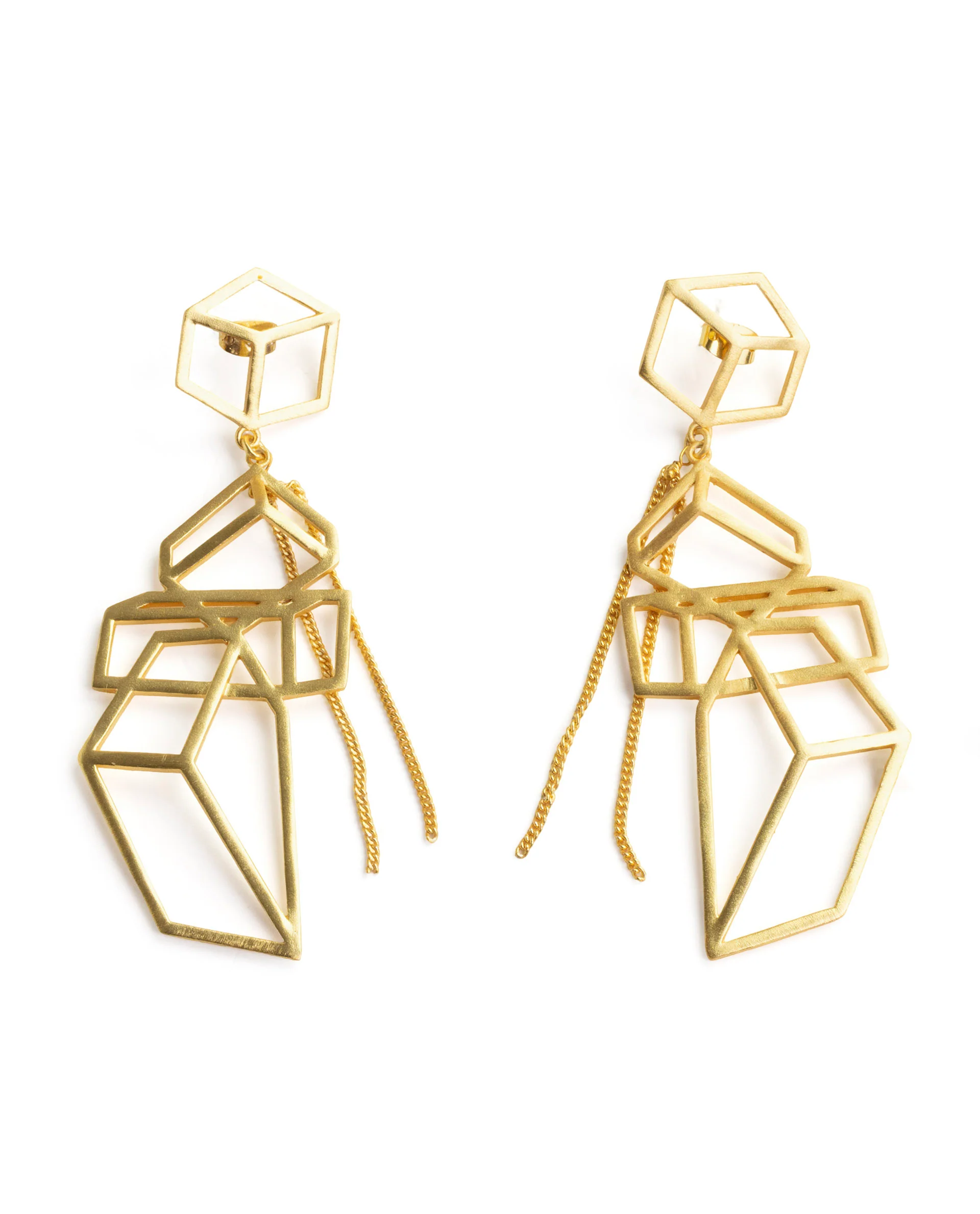 Rareism Women Pyramid Gold Gold Earring - Image 3