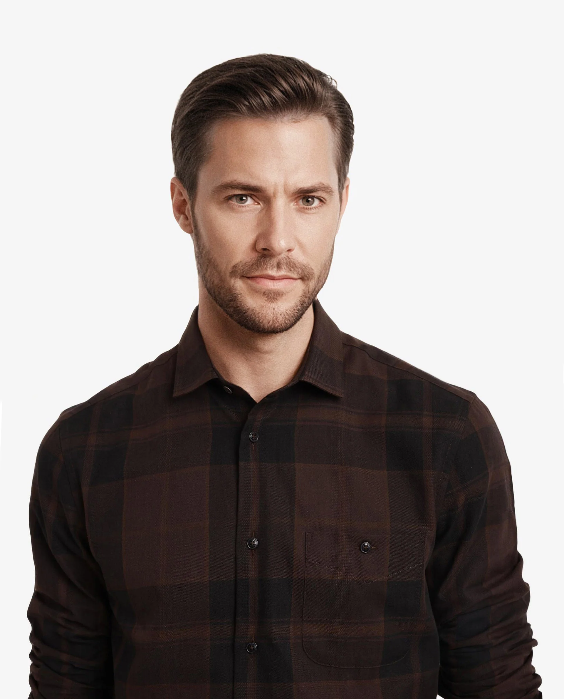 Rare Rabbit Men's Pyre Dark Brown Cotton Checked Print Regular Fit Full Sleeve Collared Shirt - Image 2