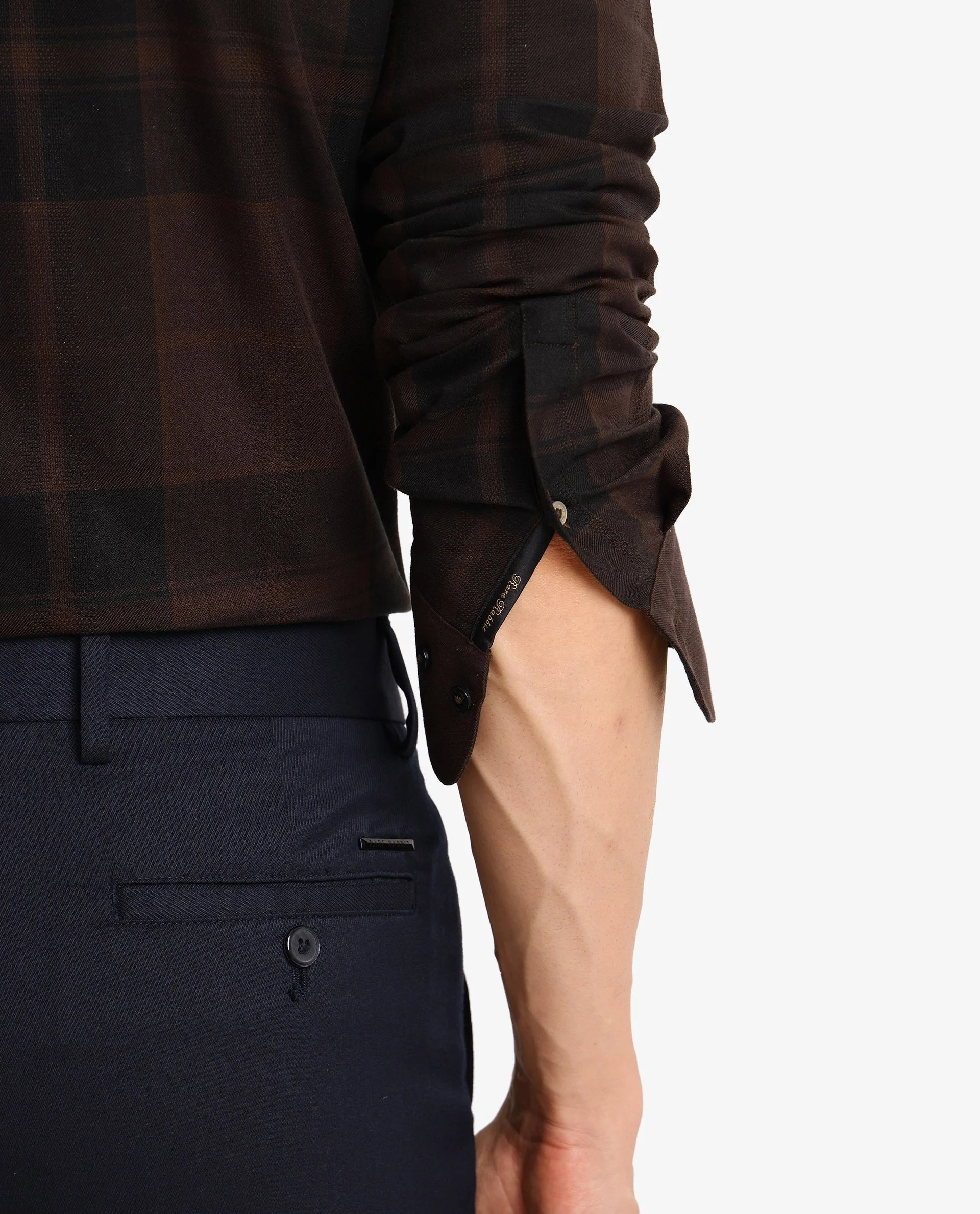 Rare Rabbit Men's Pyre Dark Brown Cotton Checked Print Regular Fit Full Sleeve Collared Shirt - Image 6