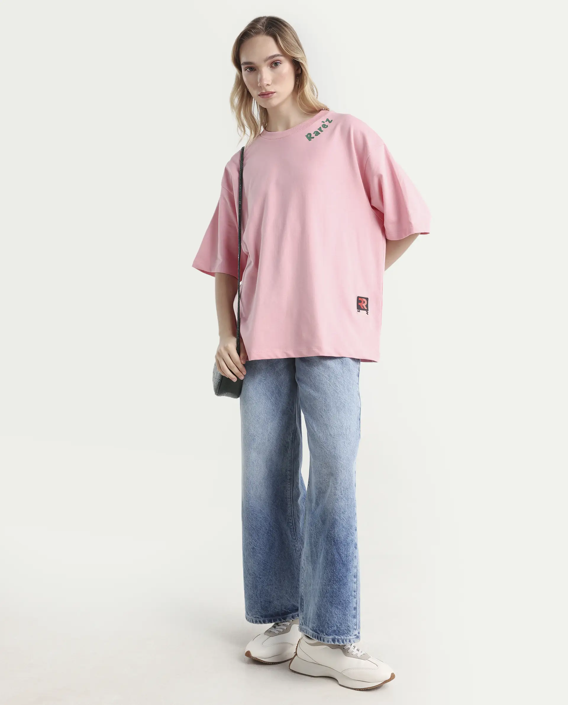 Rareism Women's Qlax Pink Cotton Graphic Print Oversized T-Shirt - Image 2