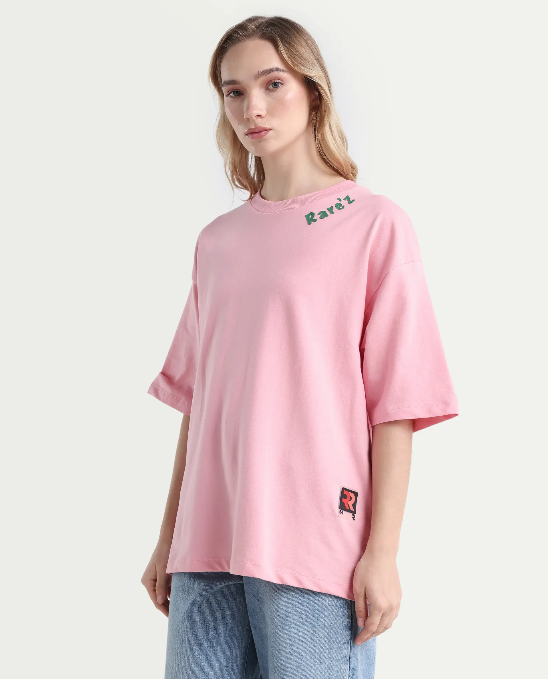 Rareism Women's Qlax Pink Cotton Graphic Print Oversized T-Shirt - Image 6