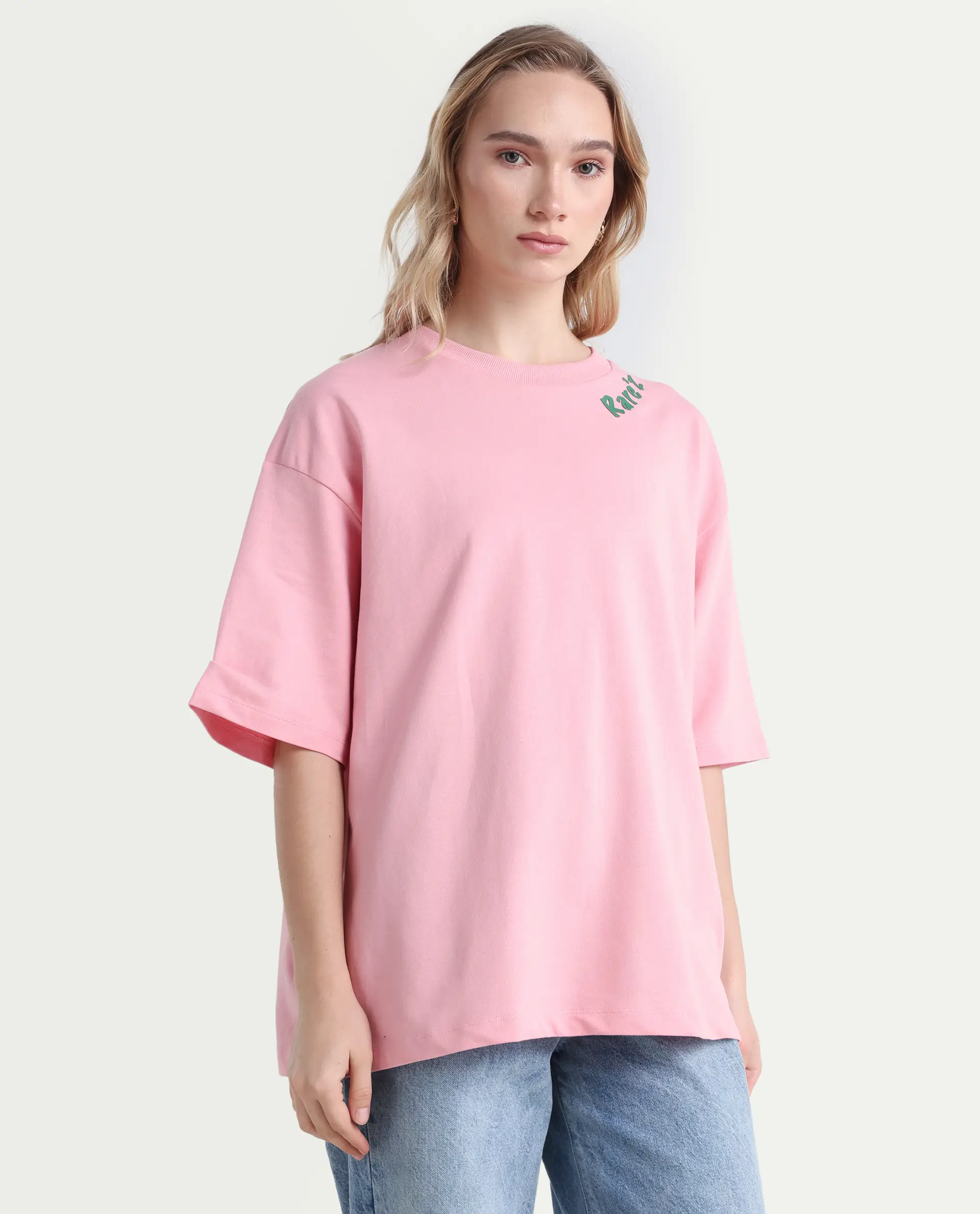 Rareism Women's Qlax Pink Cotton Graphic Print Oversized T-Shirt - Image 7