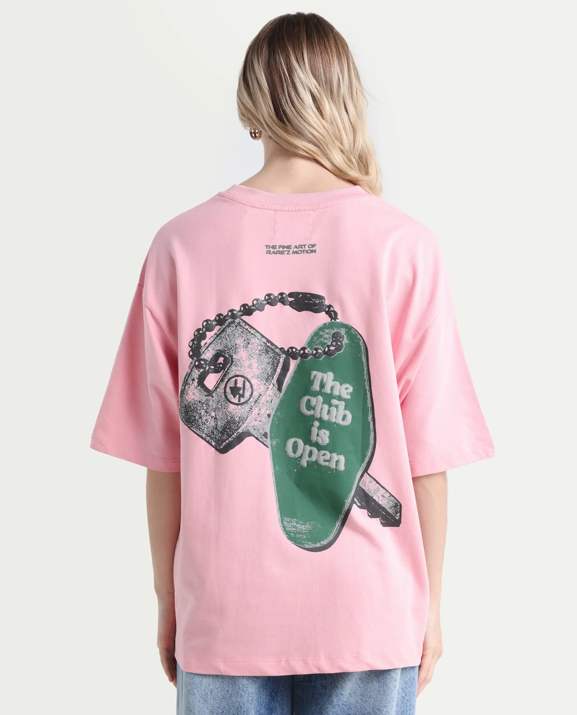 Rareism Women's Qlax Pink Cotton Graphic Print Oversized T-Shirt - Image 8