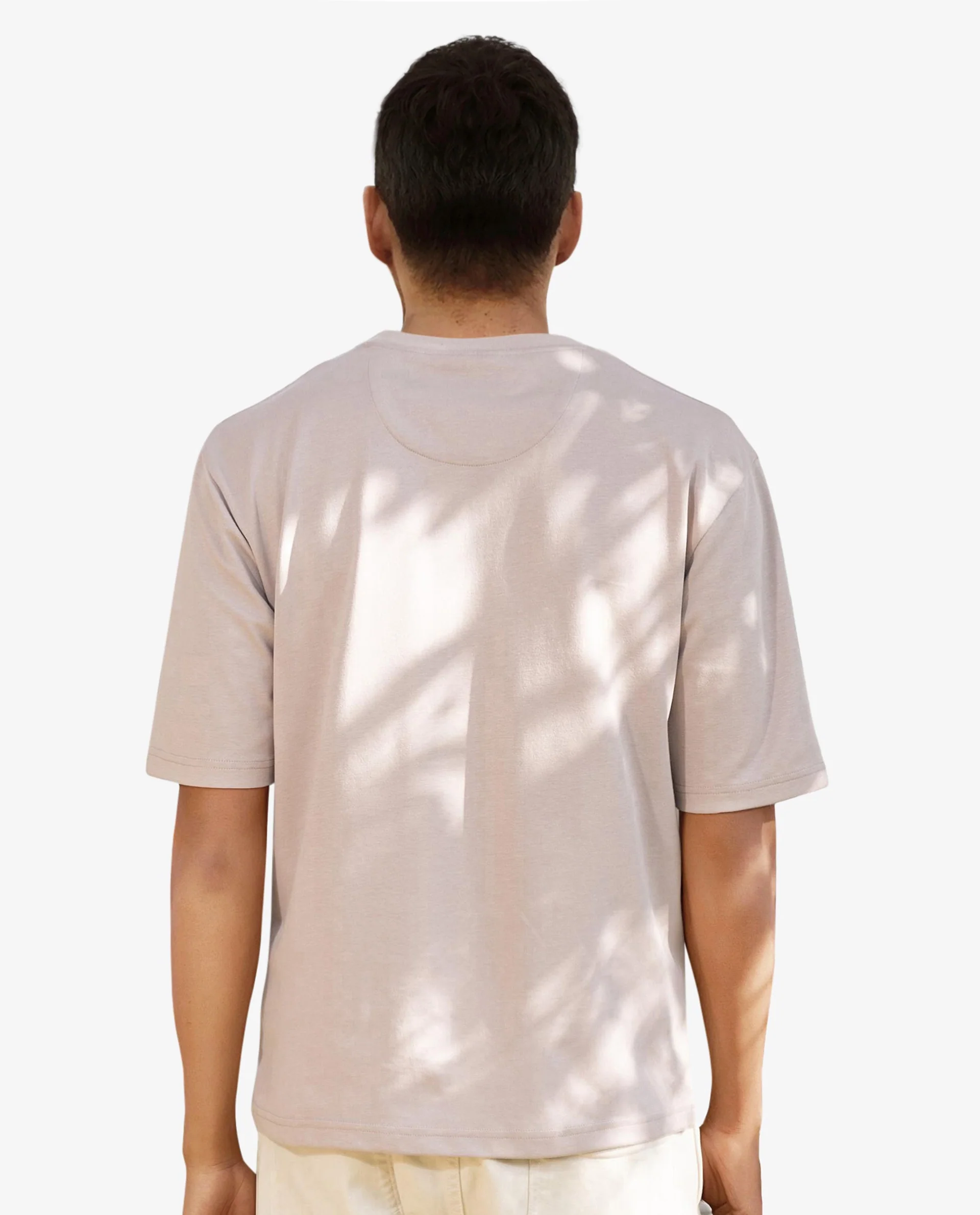 Rare Rabbit Men's Qlo Dusky Pink Cotton Blend Plain Oversized Fit Half Sleeve Crew Neck T-Shirt - Image 5