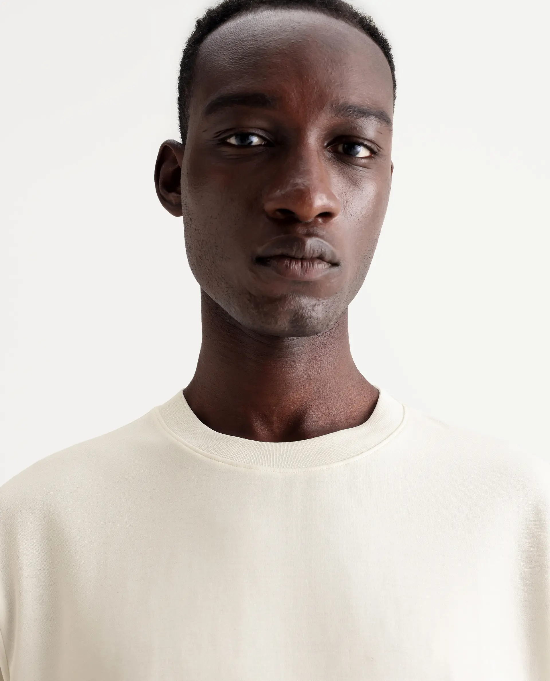 Rare Rabbit Men's Qlo Off White Cotton Blend Plain Oversized Fit Half Sleeve Crew Neck T-Shirt - Image 3