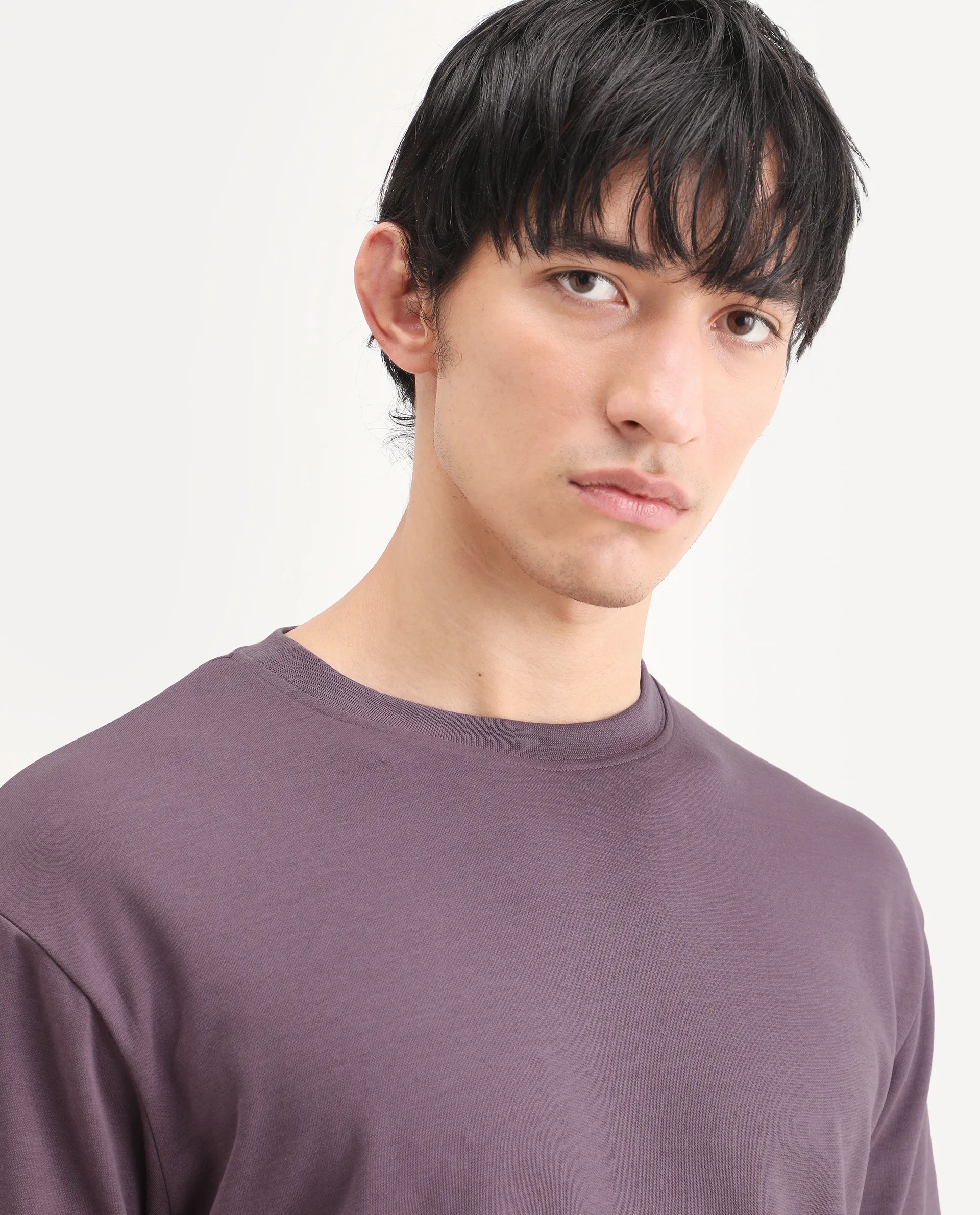Rare Rabbit Men's Qlo-S26 Dusky Pink Cotton Blend Fabric Half Sleeve Crew Neck Oversize Plain T-Shirt - Image 4